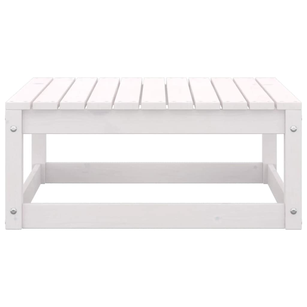 vidaXL Outdoor Patio Footstools Set of 2 - White Solid Pinewood Footrests with Cushions, Stable Durable Garden Furniture | Easy Assembly for Patio, Deck, Poolside & Backyard Relaxation