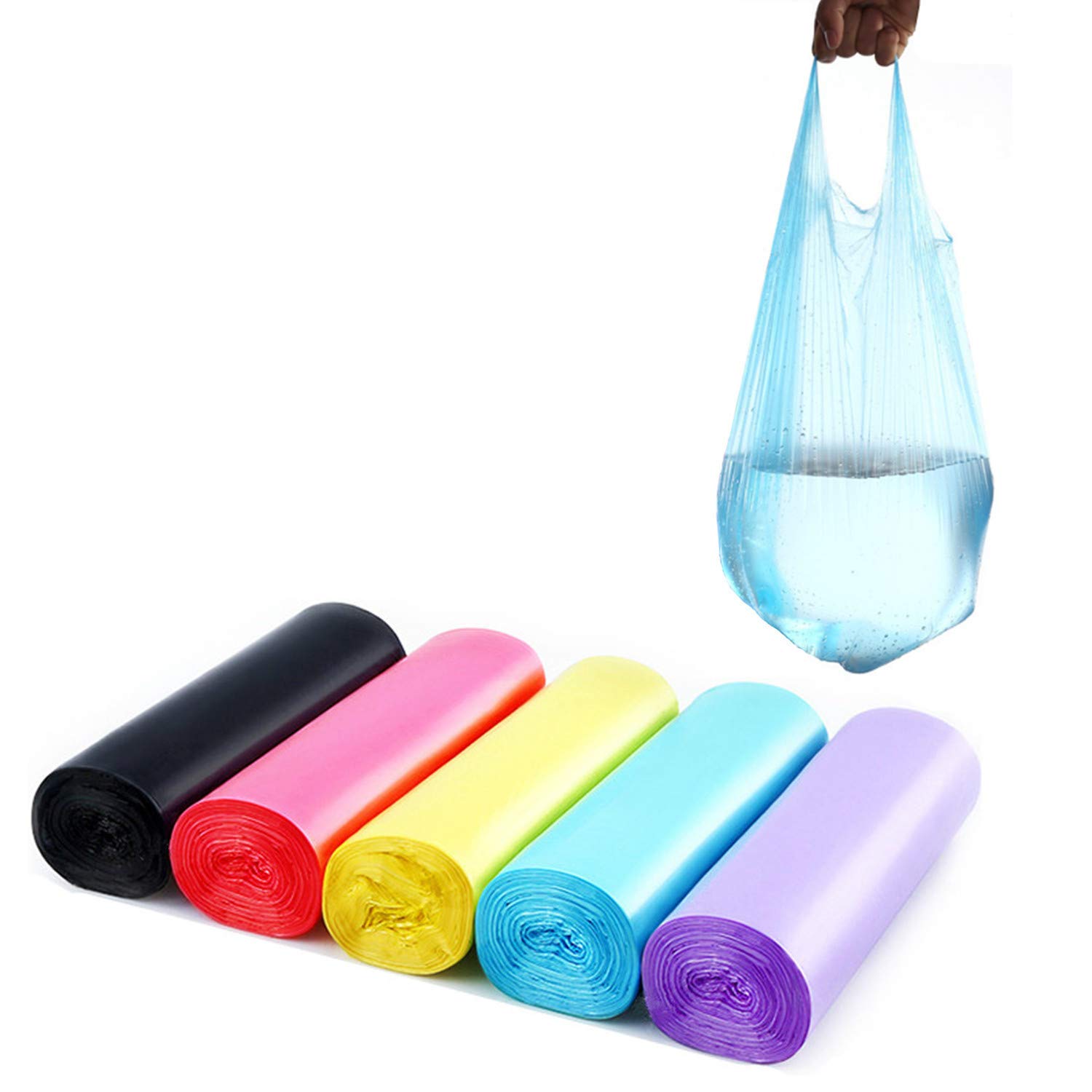 4 Gallon Handle Tie Trash Bags - 100 Count Small Garbage Bags for Office, Kitchen & Bedroom | Strong Colorful Waste Bin Liners | Perfect for Home, Office & Travel Use