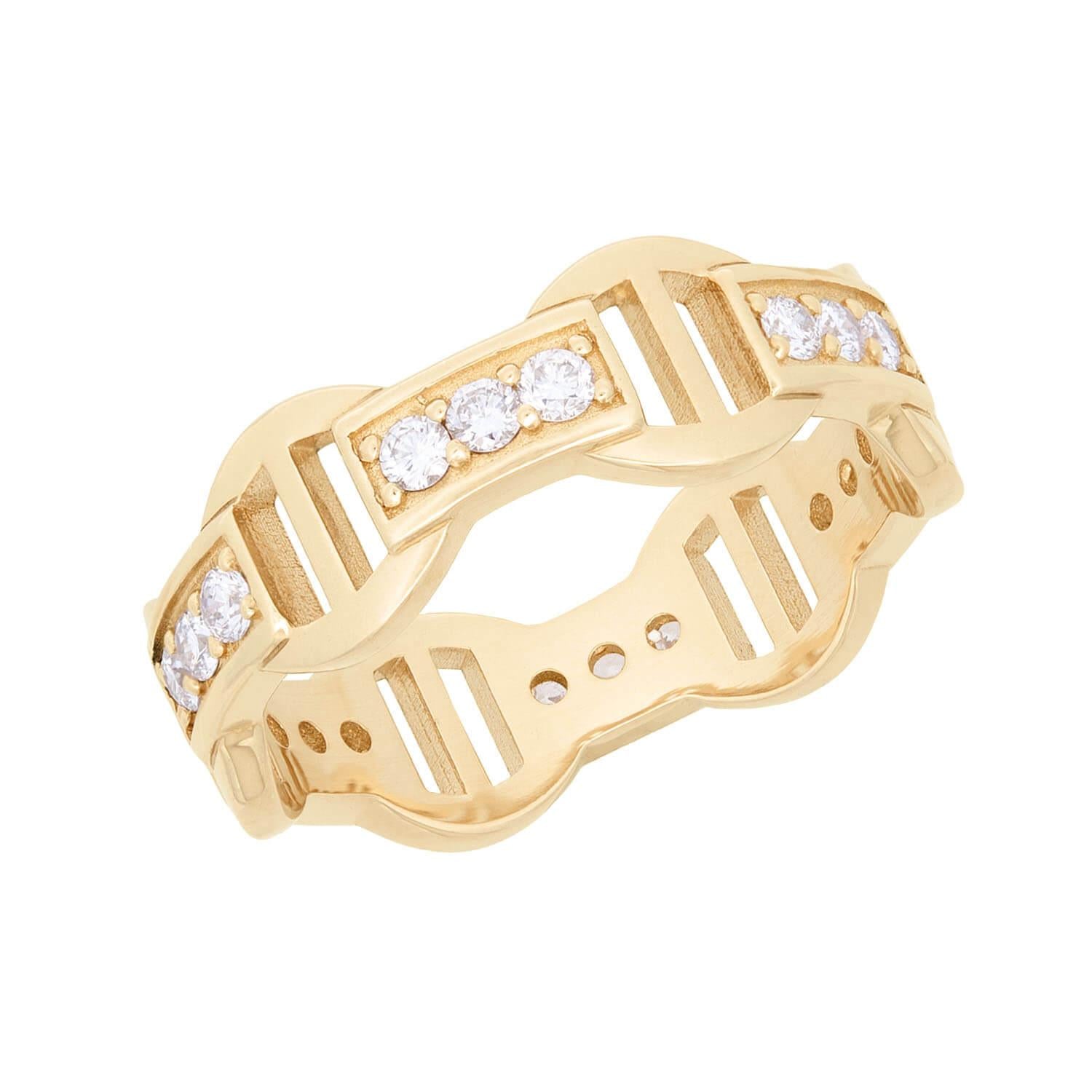 14K Gold Diamond Gucci Style Band Ring for Women - Elegant Fashion Jewelry for Parties, Weddings & Special Occasions