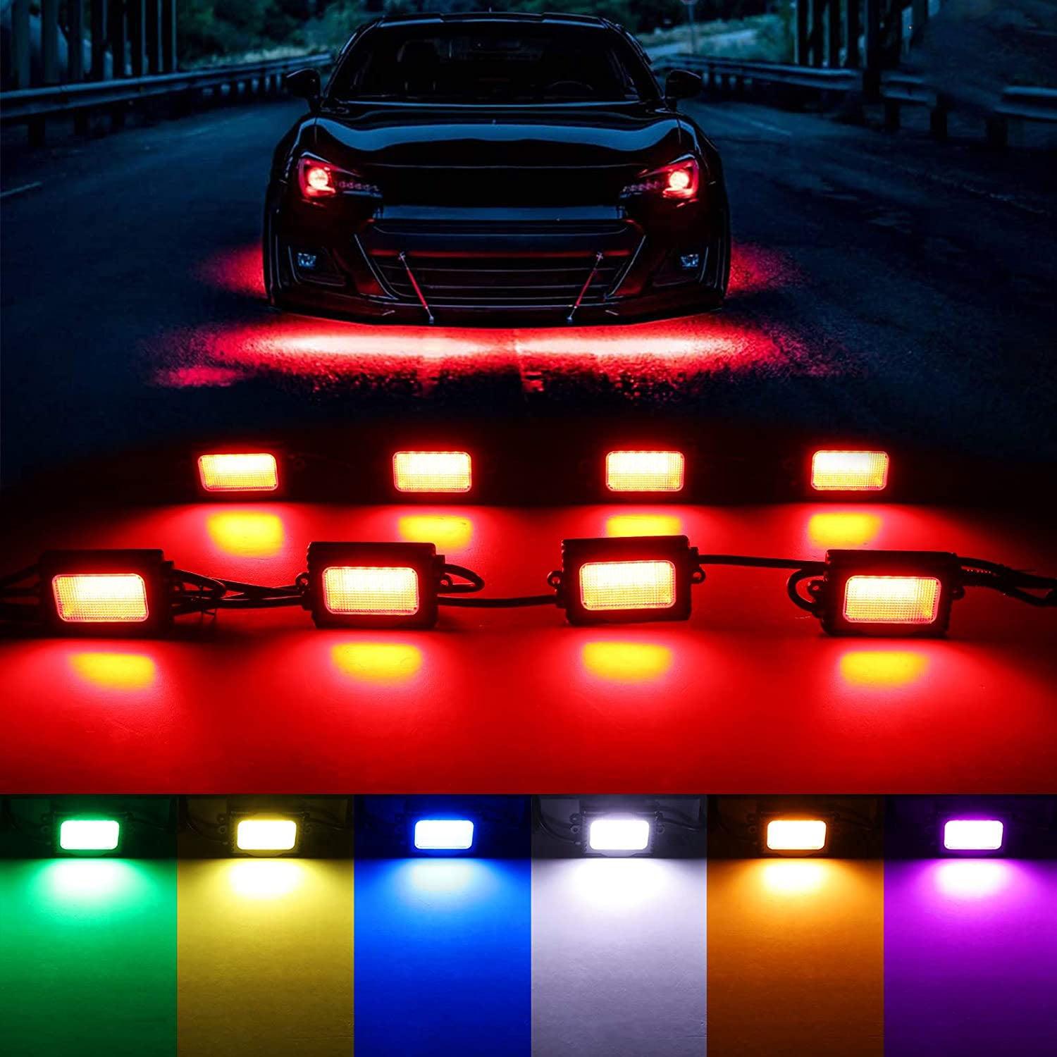 8Pcs RGB LED Rock Lights with Bluetooth Controller - Multicolor Underbody Car Lights for Off-Road Trucks, Jeeps & SUVs - Waterproof & Wireless App Control for Parties, Shows & Night Driving