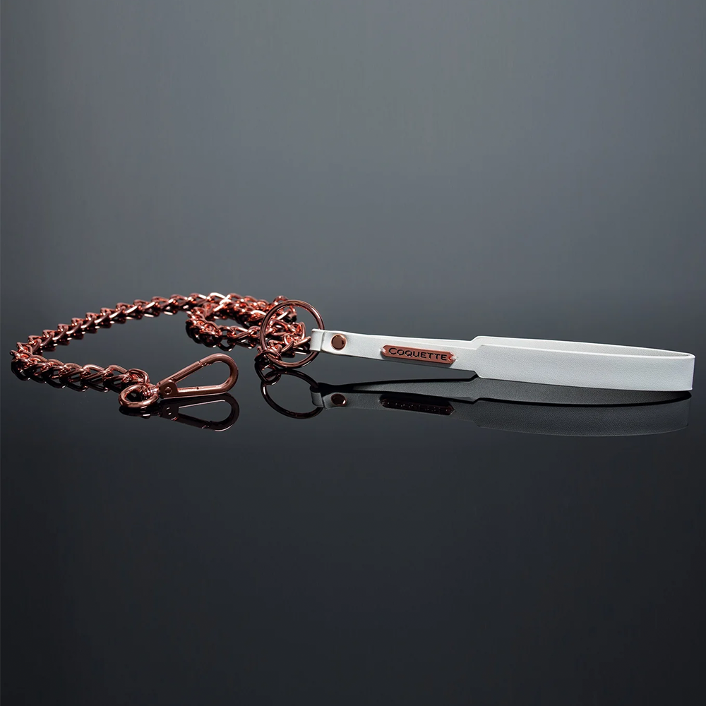 Luxury Faux Leather Dog Leash with Rose Gold Chain - Fashionable Pet Accessory for Small to Medium Dogs, Perfect for Daily Walks and Outdoor Adventures