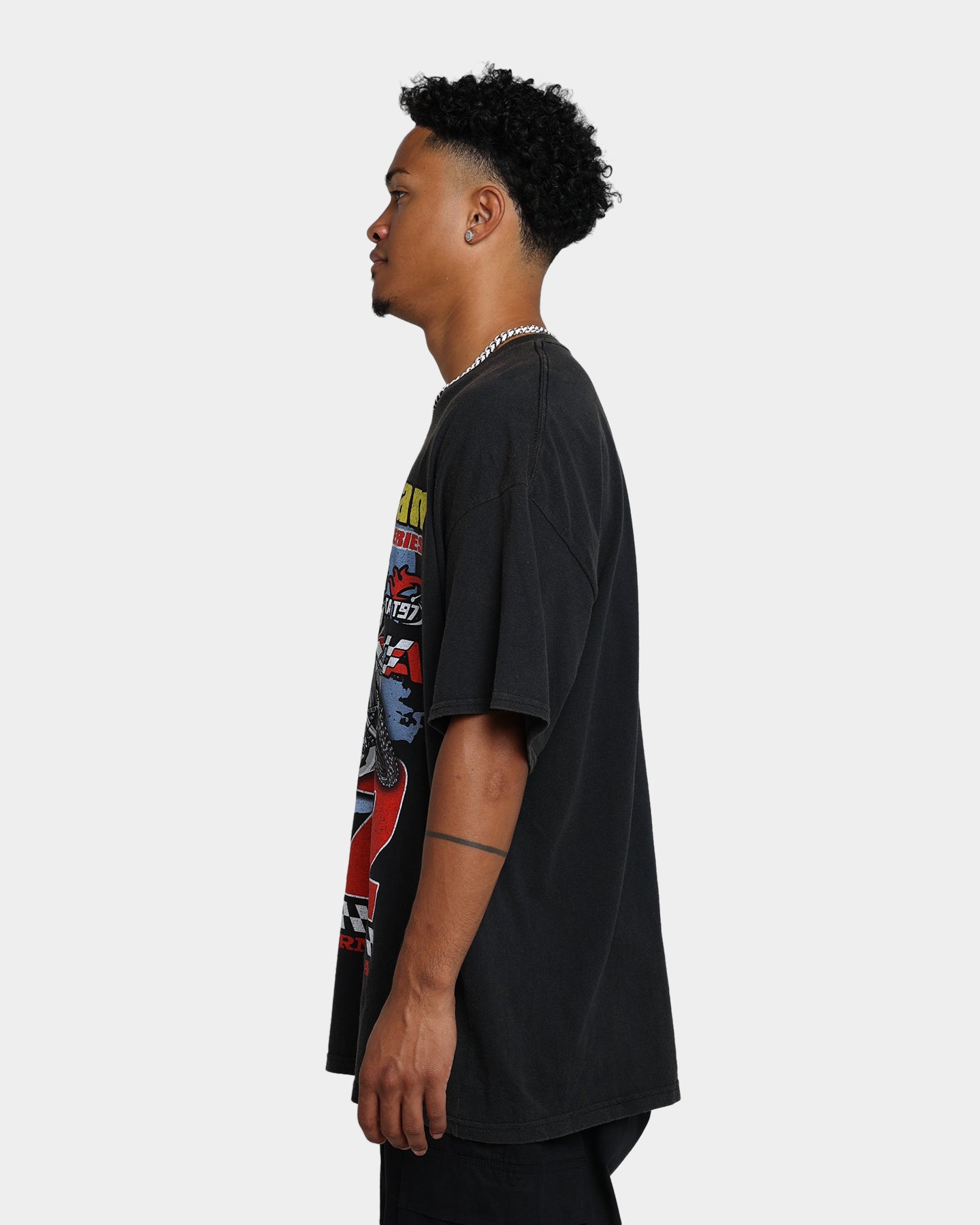 Vintage American Thrift Dirt Bike Graphic T-Shirt - Off Black | Retro Motorcycle Tee for Bikers & Off-Road Enthusiasts
