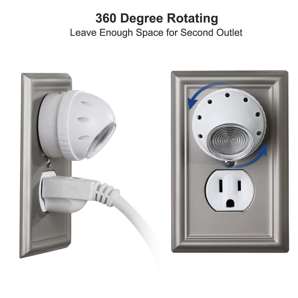 4-Pack Plug-in Night Light with Light Sensor, Warm White LED Bedroom Lights, 360° Rotating Swivel Base - Perfect for Hallways, Nurseries, Bathrooms & Staircases