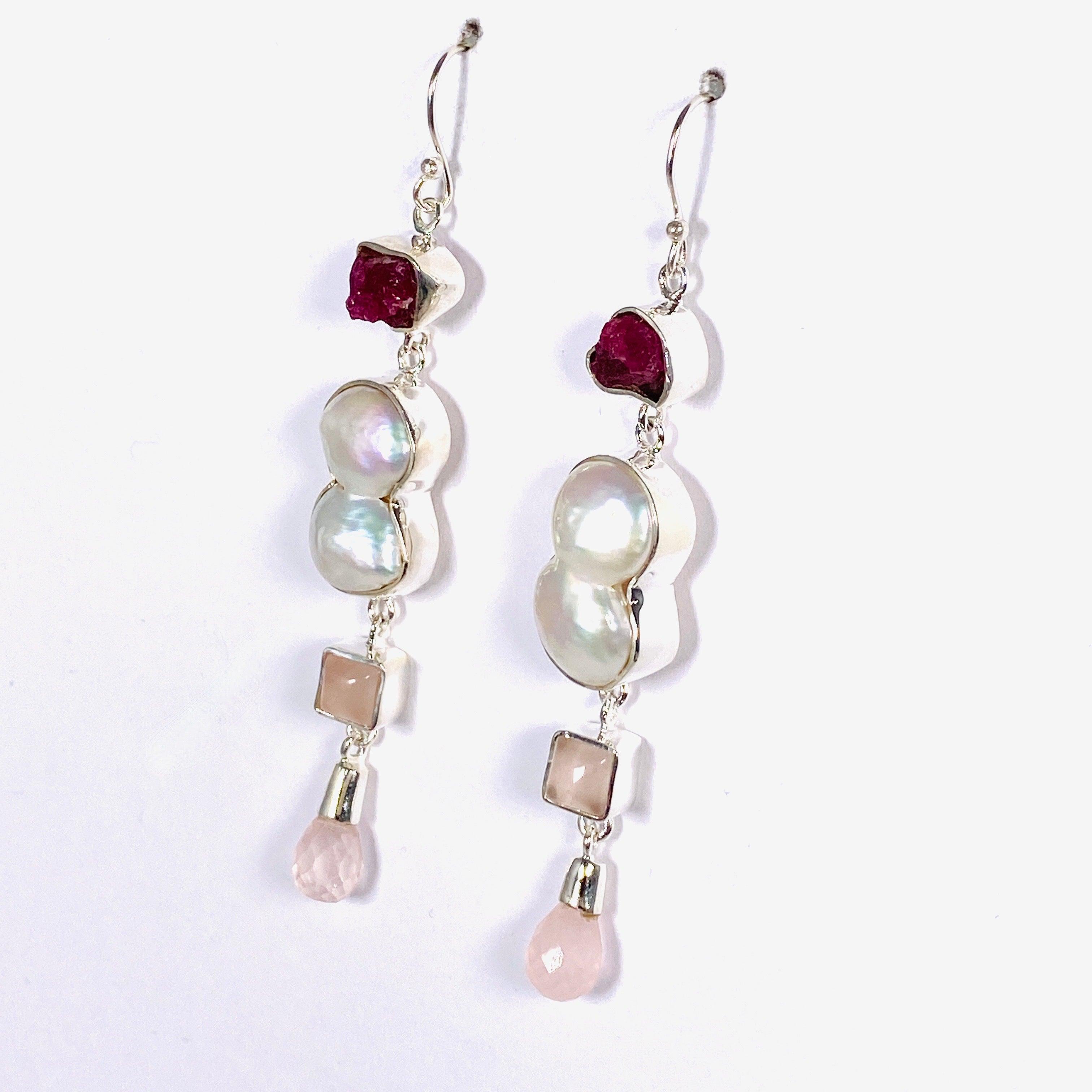 KEGJ1371 Elegant Pearl Multi-Drop Earrings for Women - Perfect for Weddings, Parties & Special Occasions