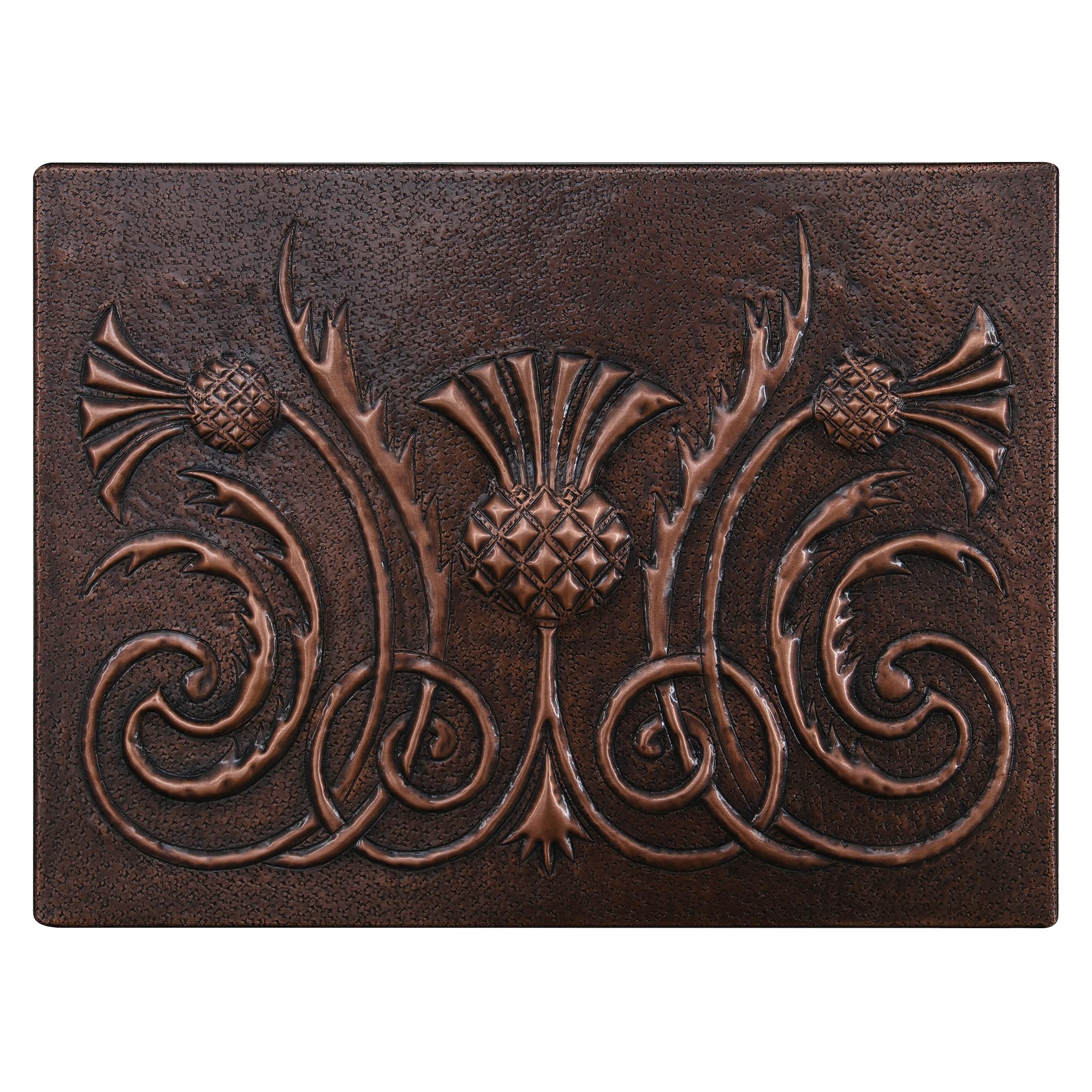 Scottish Thistle Copper Kitchen Backsplash Panel - Handmade Custom Copper Tile for Indoor & Outdoor Wall Decor (Brown) - Perfect for Farmhouse, Rustic, and Modern Kitchen Designs