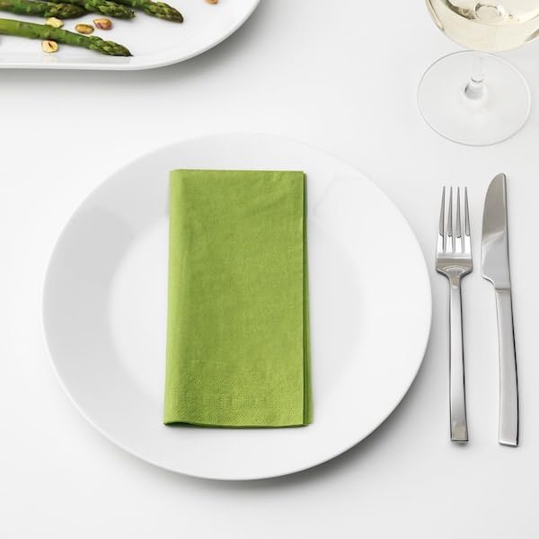 IKEA FANTASTISK Paper Napkins - 40x40cm Medium Green Eco-Friendly Disposable Napkins for Parties, Picnics & Everyday Dining