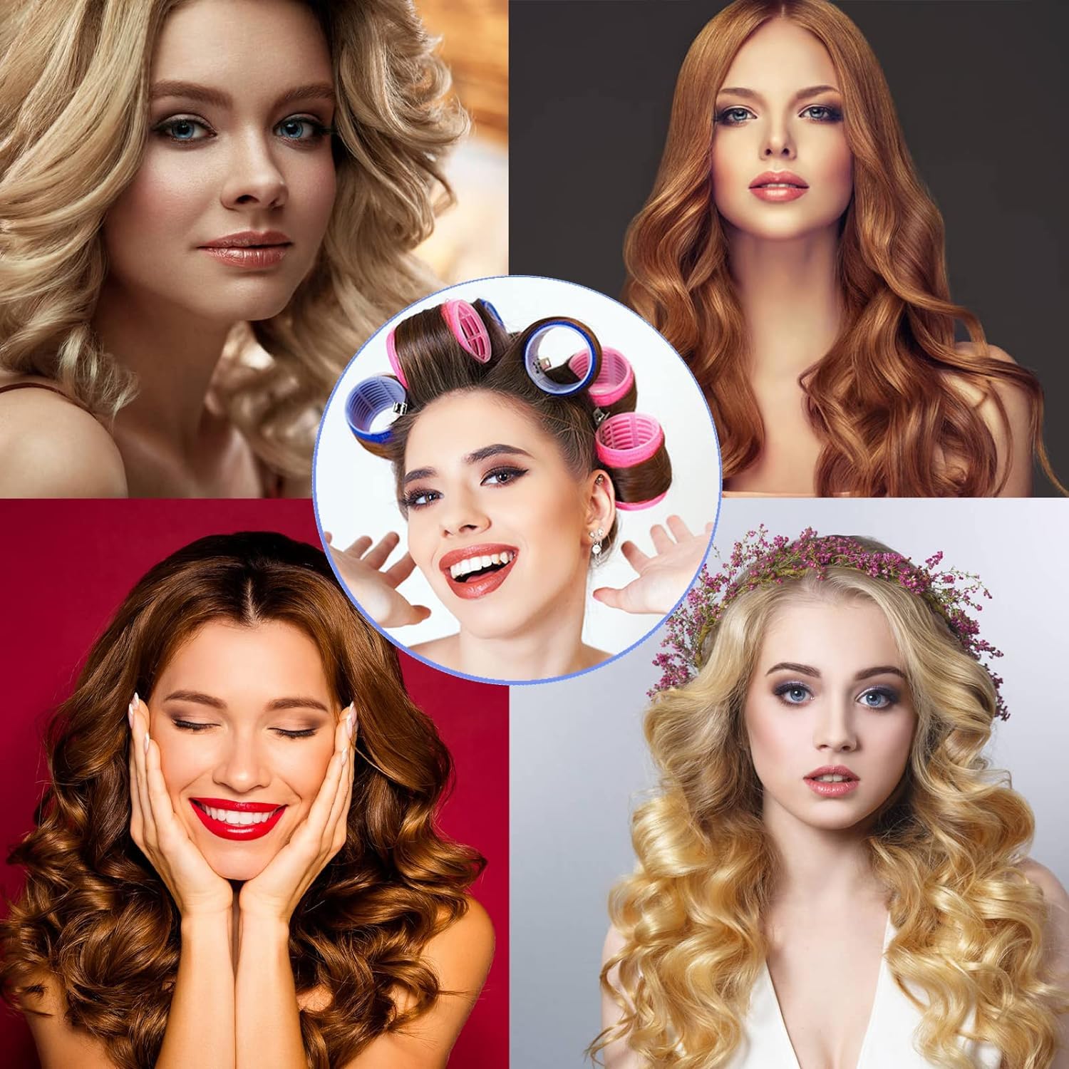 SIYAA 12 Pack Self Grip Hair Rollers for Women & Girls - Salon Quality Hair Curling Set for Styling & Volume - Perfect for Home Use, Parties & Special Occasions