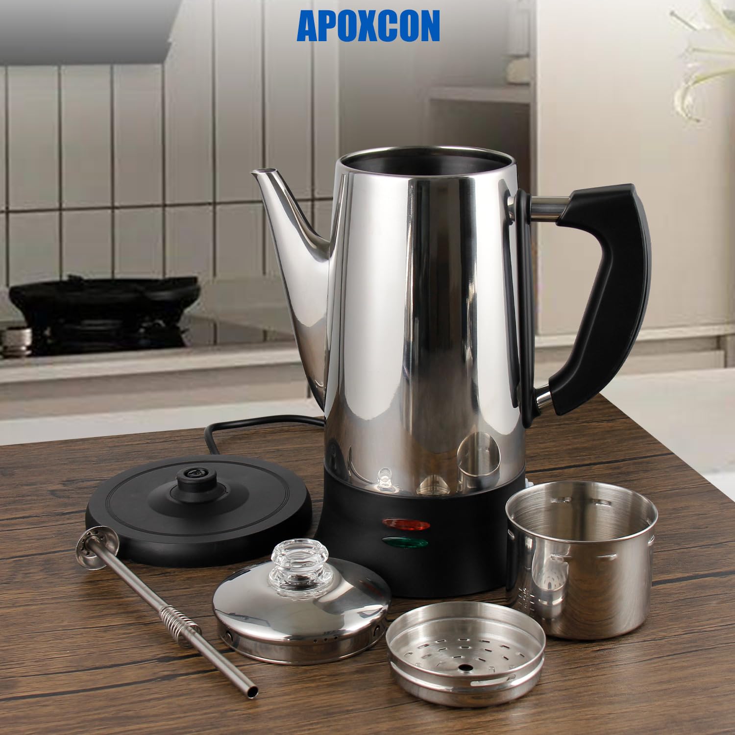 12 Cup Electric Coffee Percolator - Stainless Steel Coffee Maker with Heat-Resistant Glass Knob, Auto Keep Warm & Cordless Serving - ETL Certified for Safety - Perfect for Home, Office, Camping and Outdoor Use