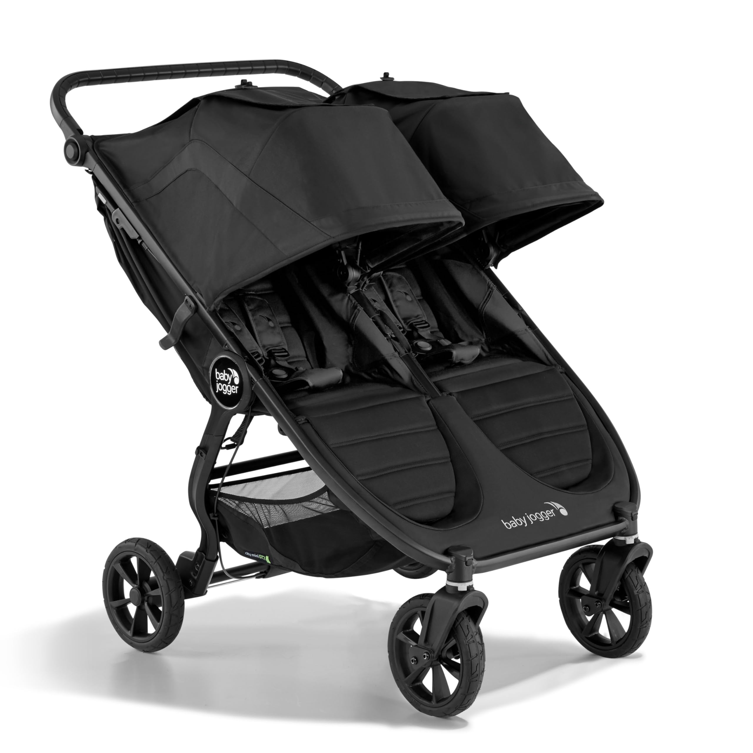 Baby Jogger City Mini GT2 All-Terrain Double Stroller for Toddlers - Lightweight Compact Foldable Design - Jet Black - Perfect for Running, Hiking & City Walks with Twins