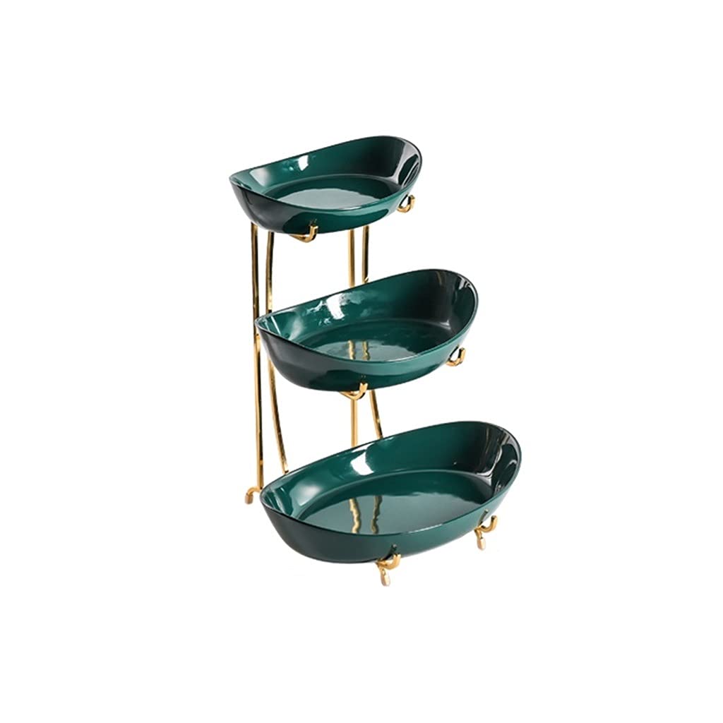 Multi-Layer Fruit Basket Bowl - Large Green Decorative Fruit Tray for Table Display, Fruits & Snacks Storage, Perfect for Kitchen, Dining Room, and Party Serving