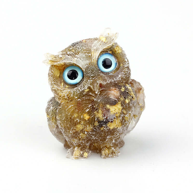 Crystal Stone Owl Ornaments - Handcrafted Table Top Decor for Home & Office | Feng Shui Gift, Zen Meditation Decor, Bookshelf Display | A6565