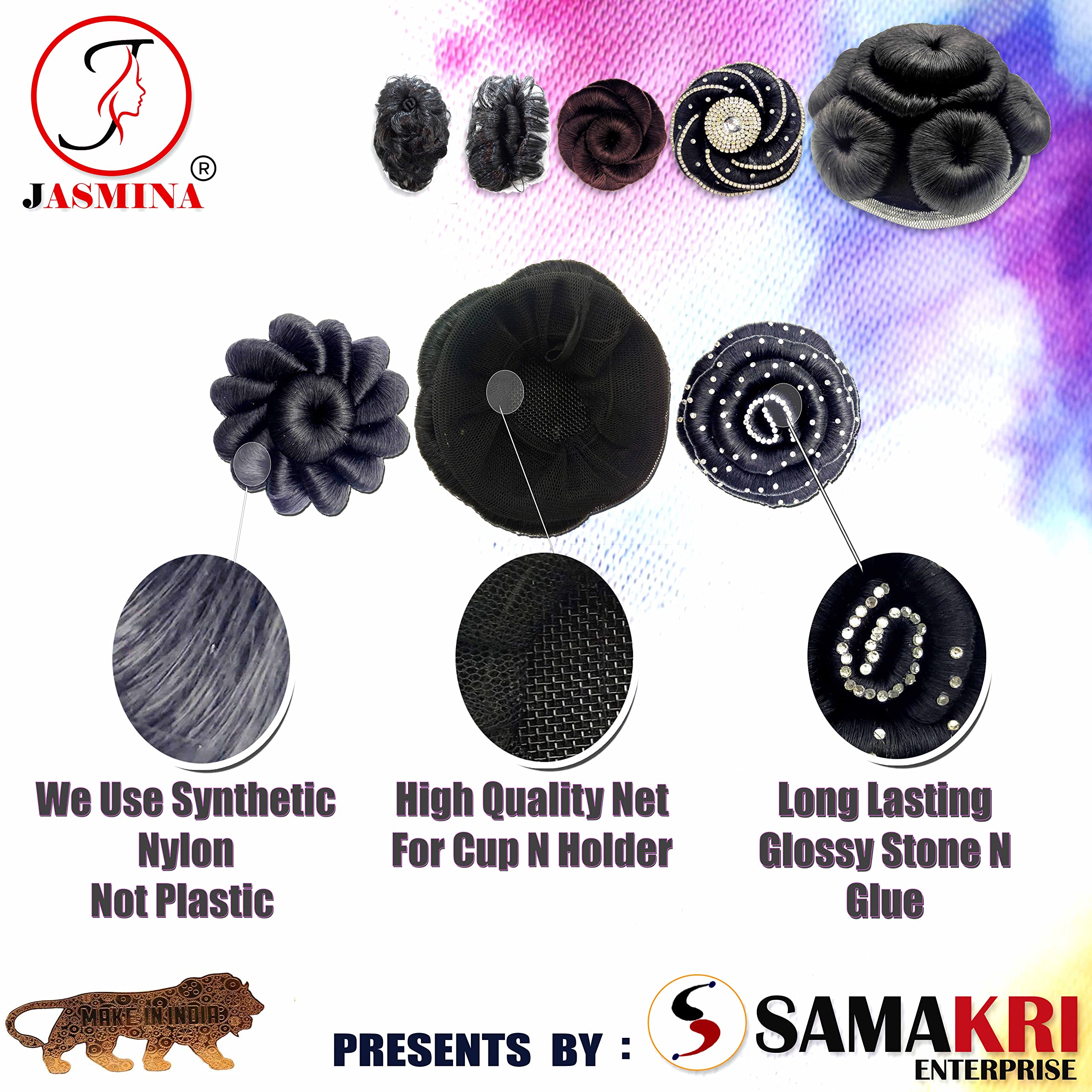 Premium Hair Bun & Juda Net - Jasmina Super Deluxe Hair Accessories for Women | Perfect for Bridal, Party & Professional Hairstyling