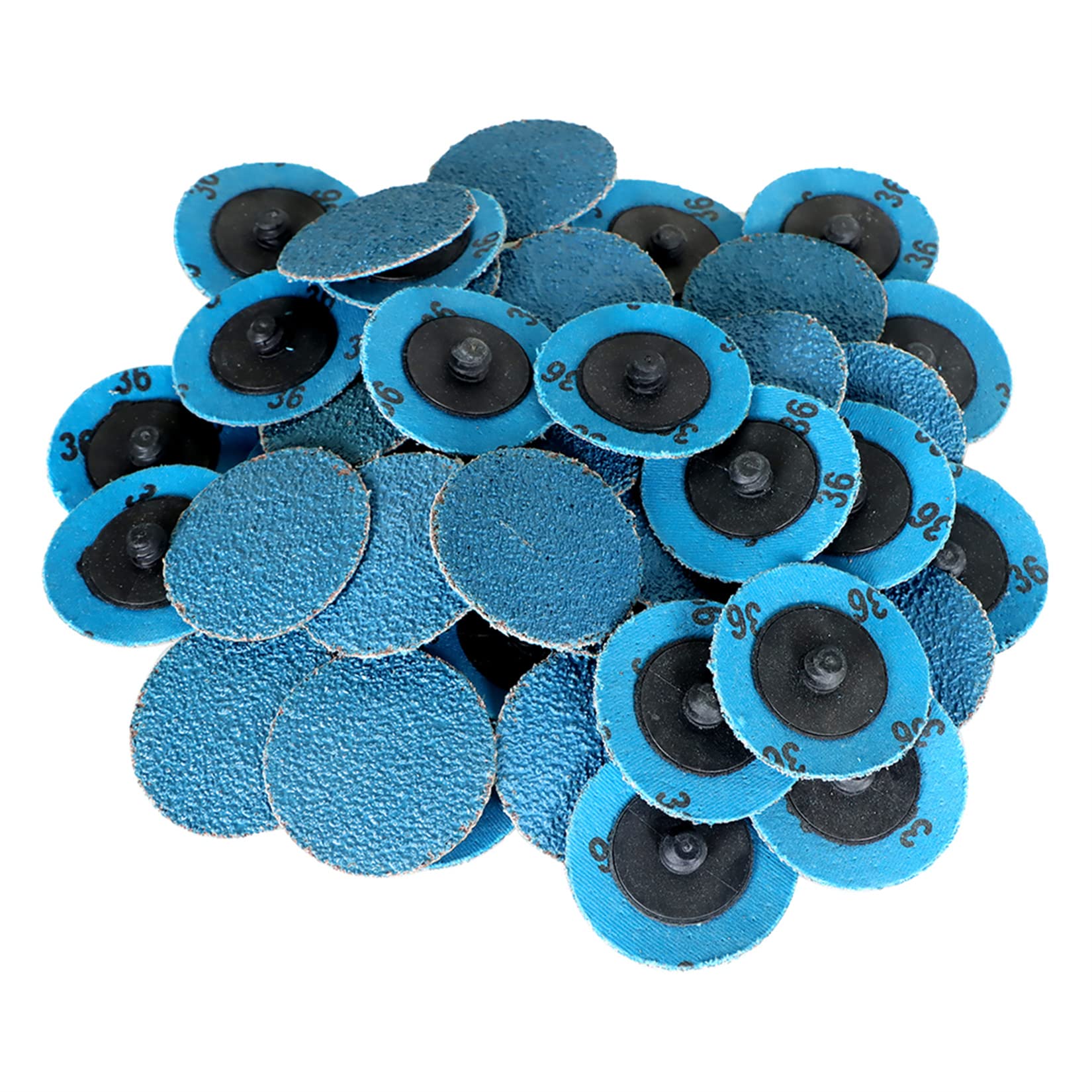 50Pcs 2 Inch 36 Grit Zirconia Alumina Roll Lock Sanding Discs for Die Grinder - Metal Wood Rust Paint Removal & Polishing - Perfect for Automotive, Metalworking & DIY Projects