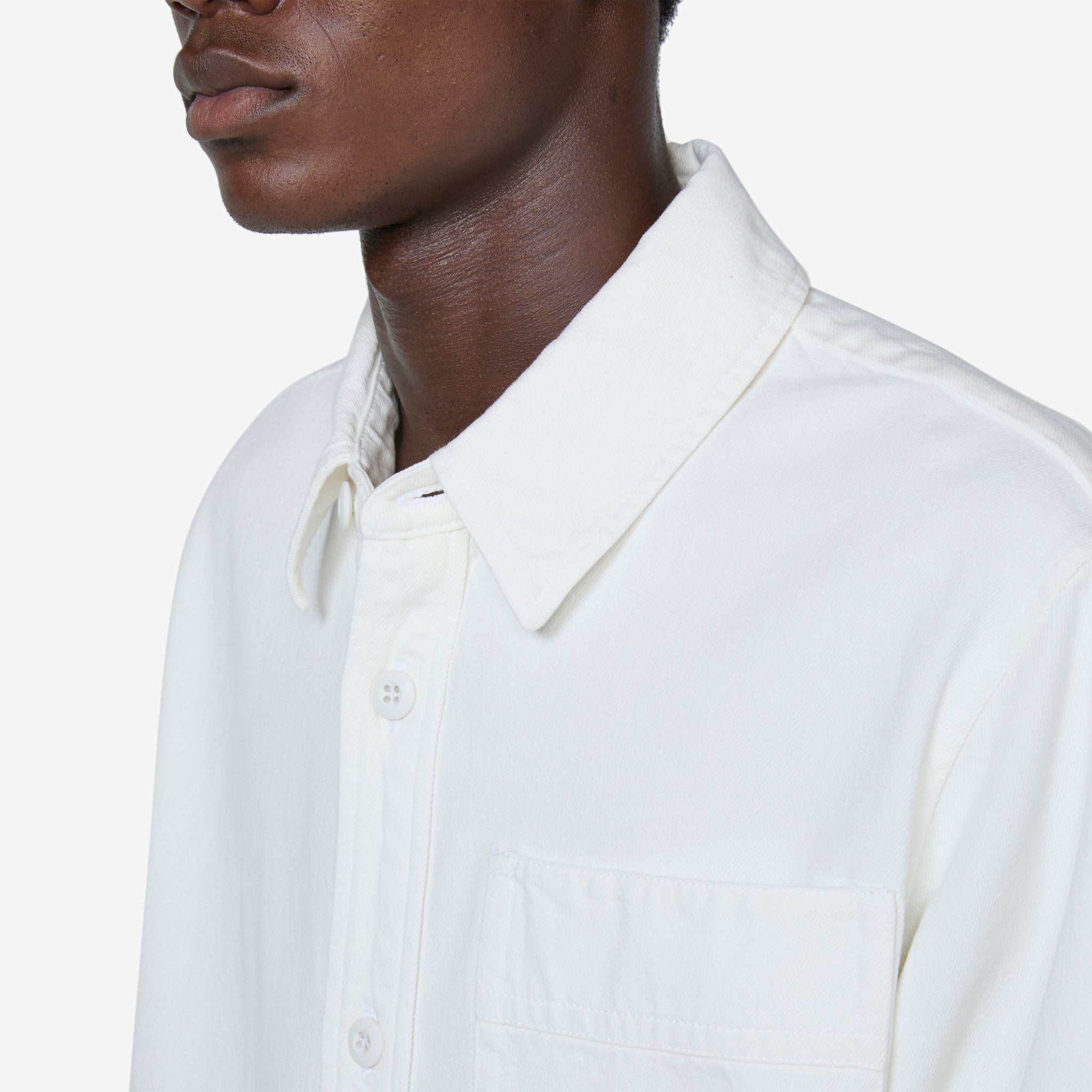 Embroidered Basile Overshirt in Eggshell White - Stylish Layering Piece for Men's Casual Outfits & Streetwear Fashion