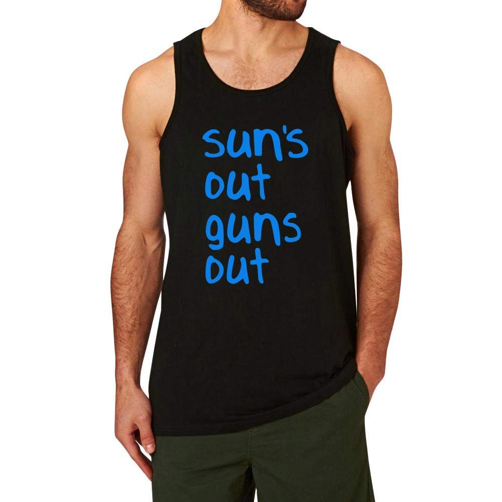 WINGZOO Men's Workout Tank Top - Funny 'Suns Out Guns Out' Gym Shirt for Fitness & Training | Racerback Sleeveless Shirt for Running, Weightlifting & Summer Workouts