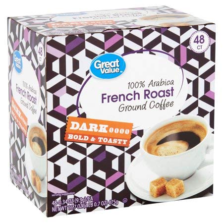 Great Value French Roast Single Serve Coffee Pods, 48 Count (4 Boxes) - Compatible with Keurig 2.0 K-Cup Brewers - Perfect for Home, Office or Gift Giving