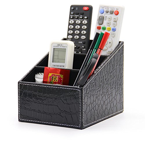 Premium Leather Desk Organizer - Multi-Function Storage Box for Pens, Pencils, Cell Phone & Business Cards | Office Desk Accessory for Remote Control & Stationery Organization | Perfect for Home Office, Workspace & Gift Giving