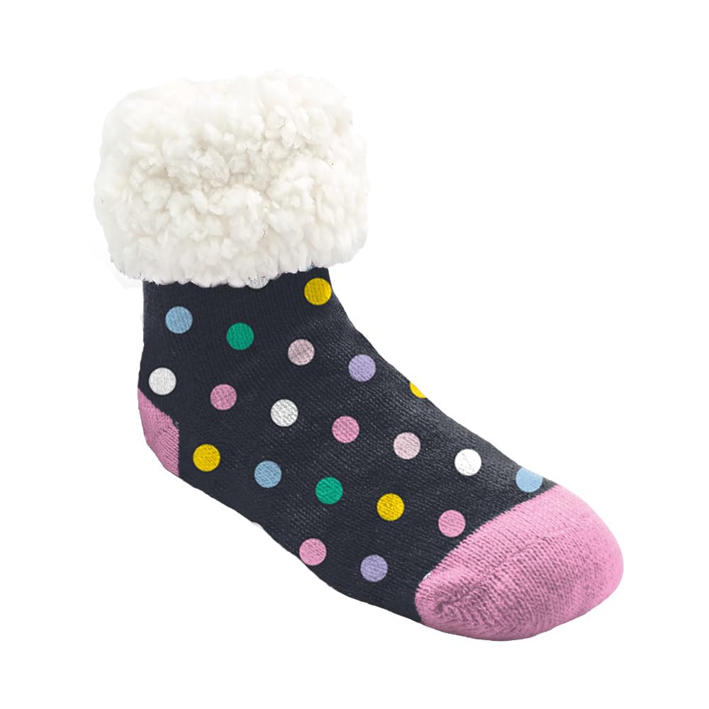 Pudus Kids Warm Cozy Recycled Slipper Socks for Boys & Girls - Eco-Friendly Winter Slipper Socks for Children - Perfect for Indoor Play, Lounging & Cold Weather Comfort