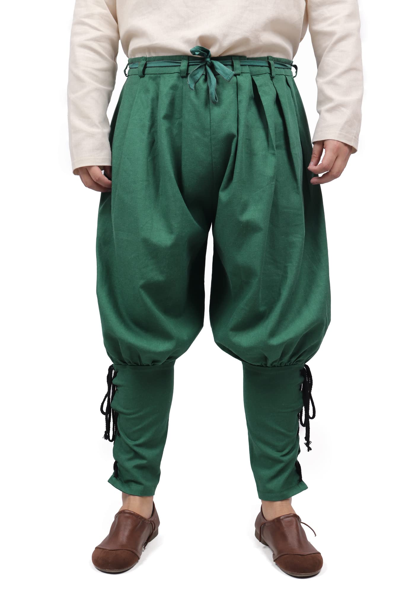 PROCOS Medieval Pirate Pants for Men - Retro Renaissance Linen Trousers with Ankle Banding Wraps | Perfect for LARP, Cosplay, Historical Reenactment & Themed Parties