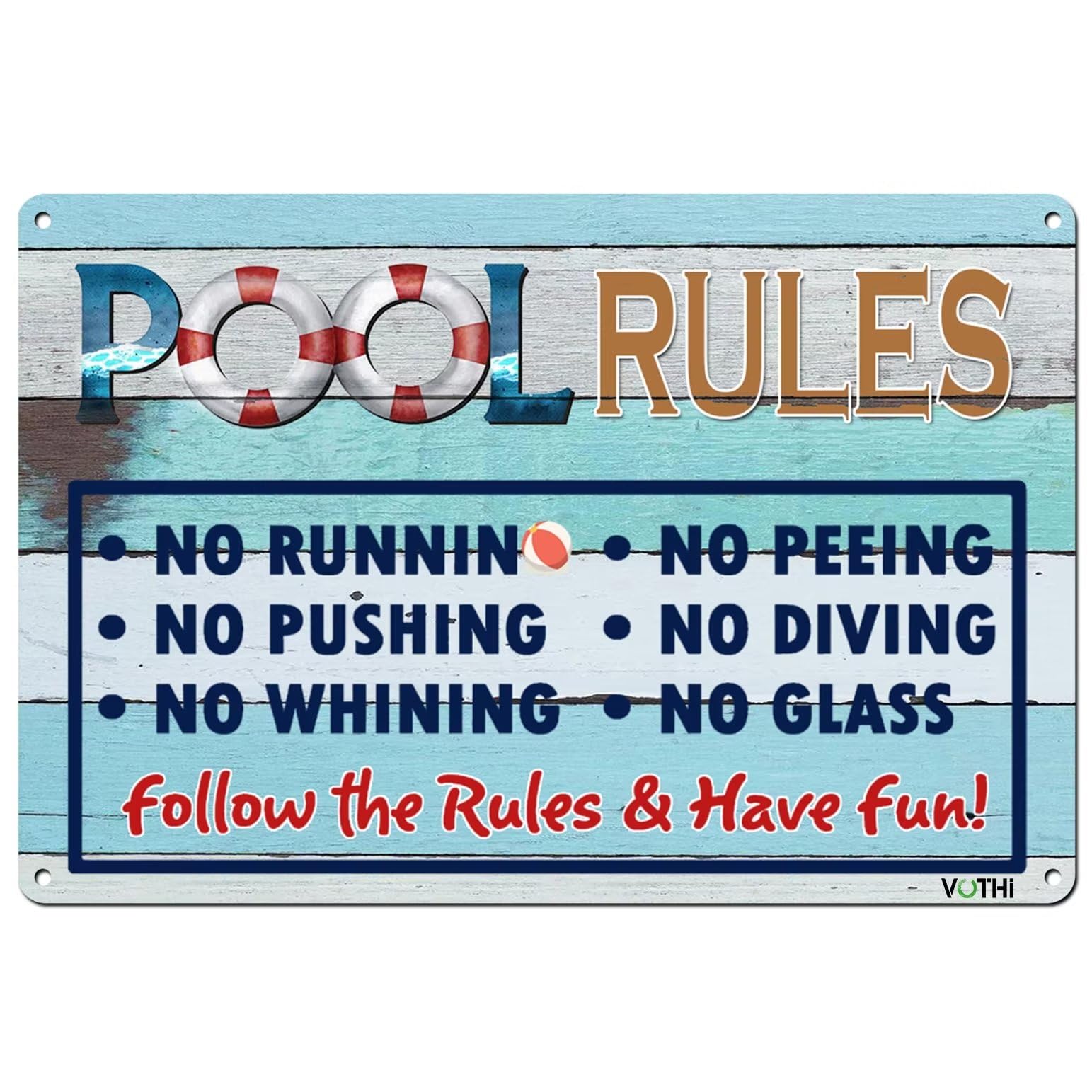 Funny Metal Pool Rules Signs - Vintage 8x12 Inch Tin Sign for Swimming Pool, Deck & Patio Decor - Outdoor Wall Art for Backyard, Garden & Poolside Decorations