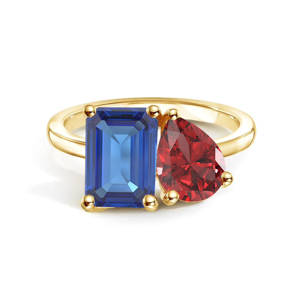 Toi et Moi Personalized Sapphire Birthstone Ring | Custom Anniversary Jewelry Gift for Her | Perfect for Weddings, Engagements & Romantic Occasions