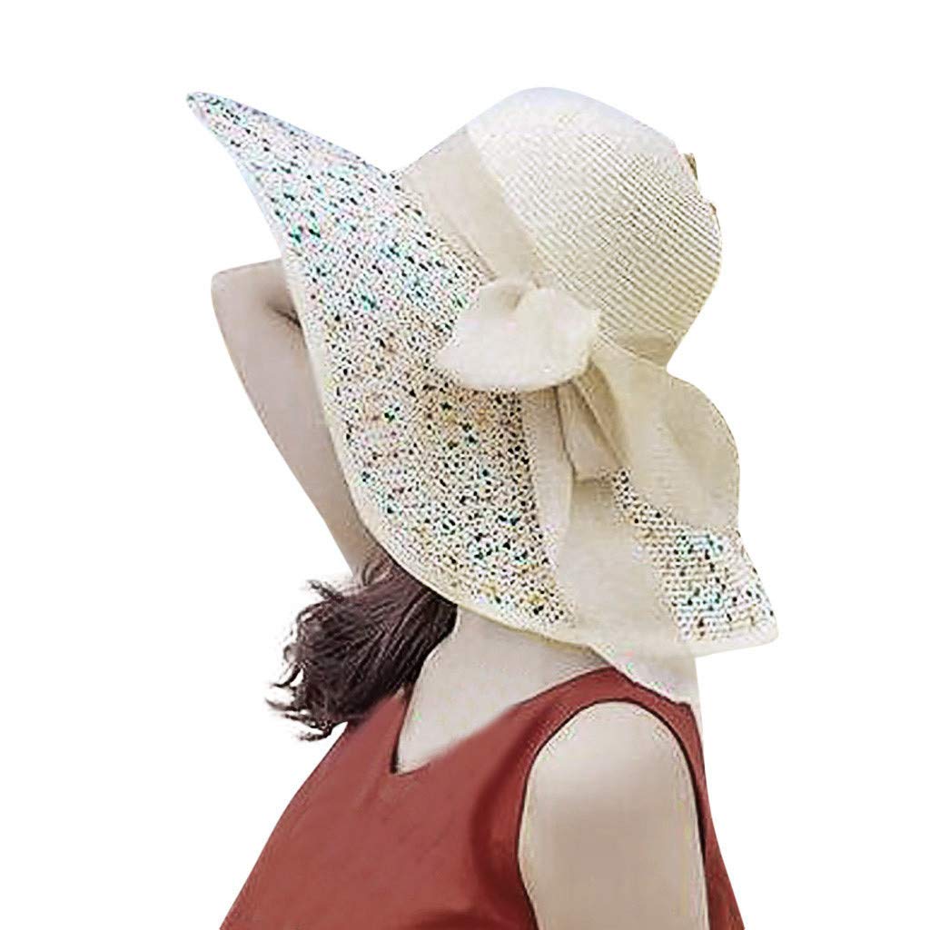 Women's Foldable Straw Beach Sun Hat - UPF 50+ Wide Brim Summer Sun Protection Hat for Travel, Vacation & Outdoor Activities | Perfect for Beach, Pool, Gardening & Picnics