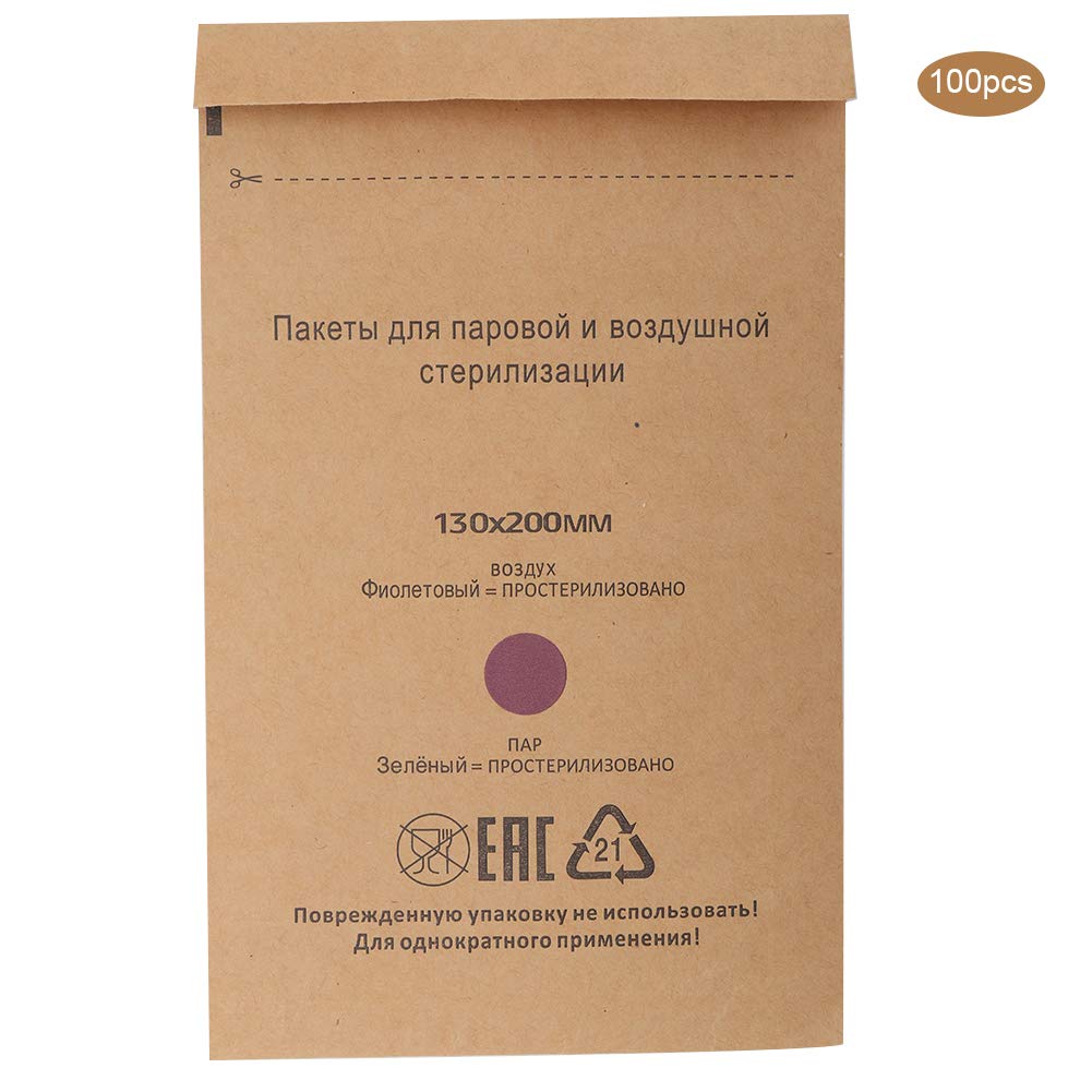 100Pcs Disposable Sterilization Bags for Nail Tools & Cosmetics - 130x200mm Autoclave/Microwave Safe Pouch - Medical Grade Sterilizer Pouches for Salon, Tattoo & Beauty Equipment Disinfection