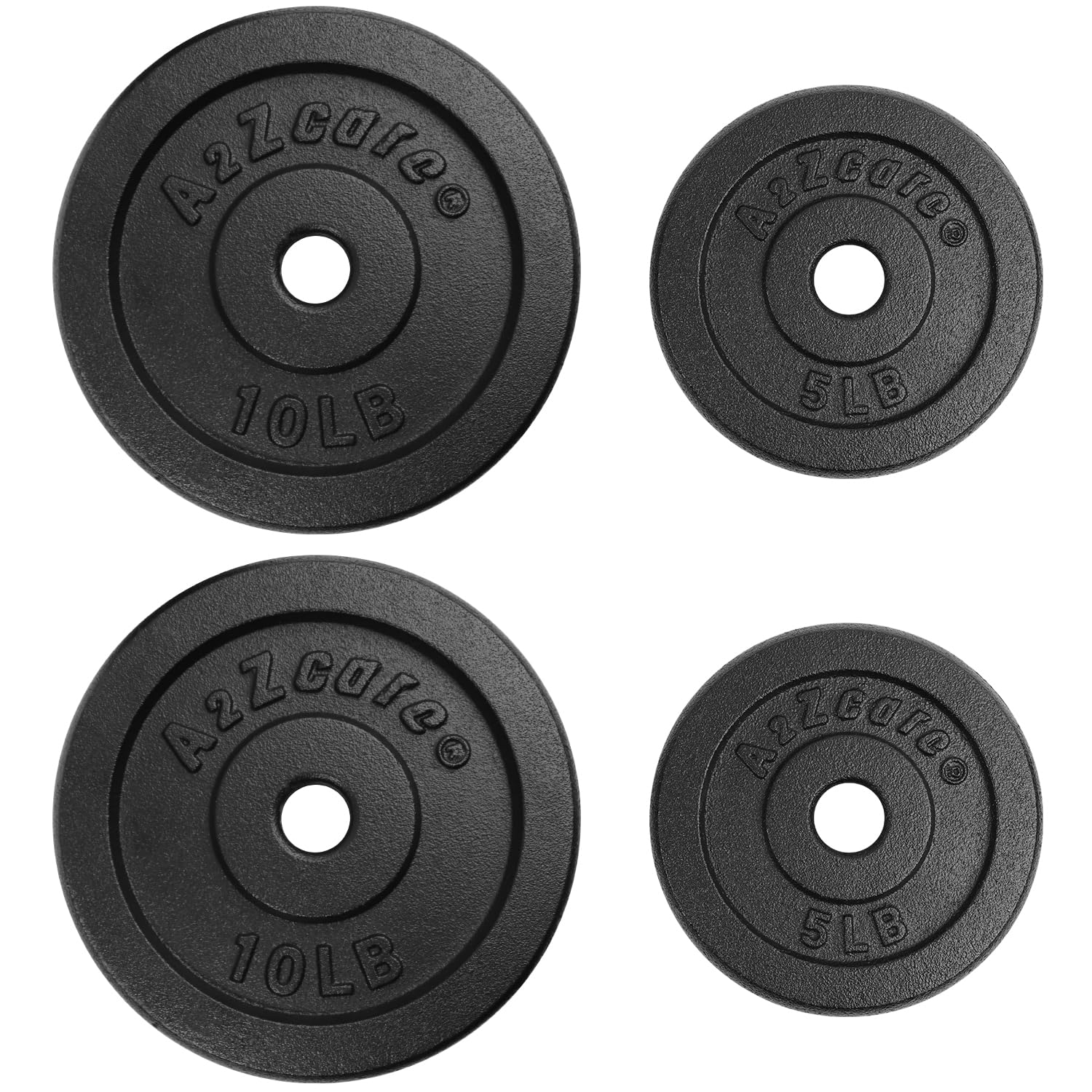 A2ZCARE 1 Inch Standard Weight Plates Set (1.25-15 lbs) - Cast Iron Dumbbell & Barbell Plates for Home Gym, Strength Training, and Fitness Workouts