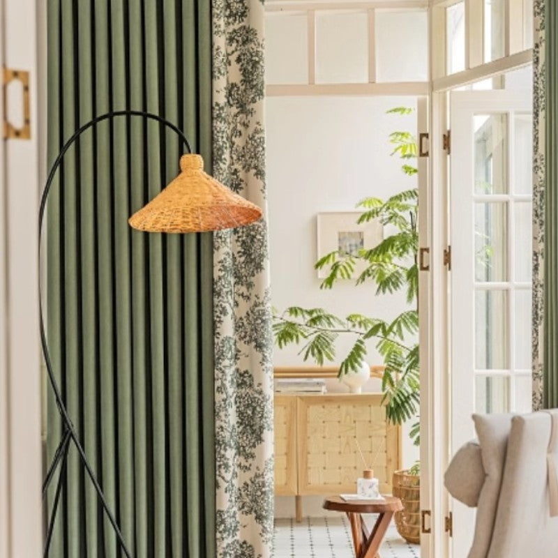 Camila Farmhouse Patchwork Botanical Chenille Blackout Curtains for Living Room & Bedroom - Thermal Insulated Noise Reducing Window Drapes