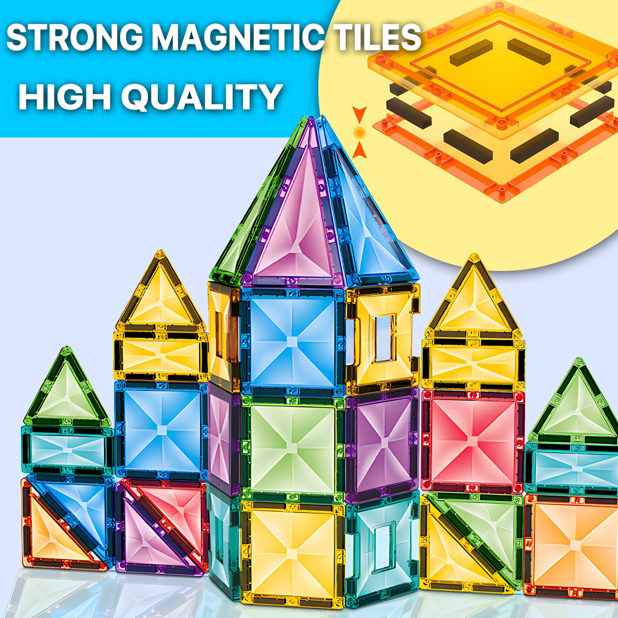 99 PCS Magnetic Building Blocks for Kids - STEM Educational Toys for 3-8 Year Olds | 3D Magnetic Tiles Set for Preschool Learning & Sensory Play | Perfect Gift for Boys & Girls | Great for Classroom, Home Play & Creative Development