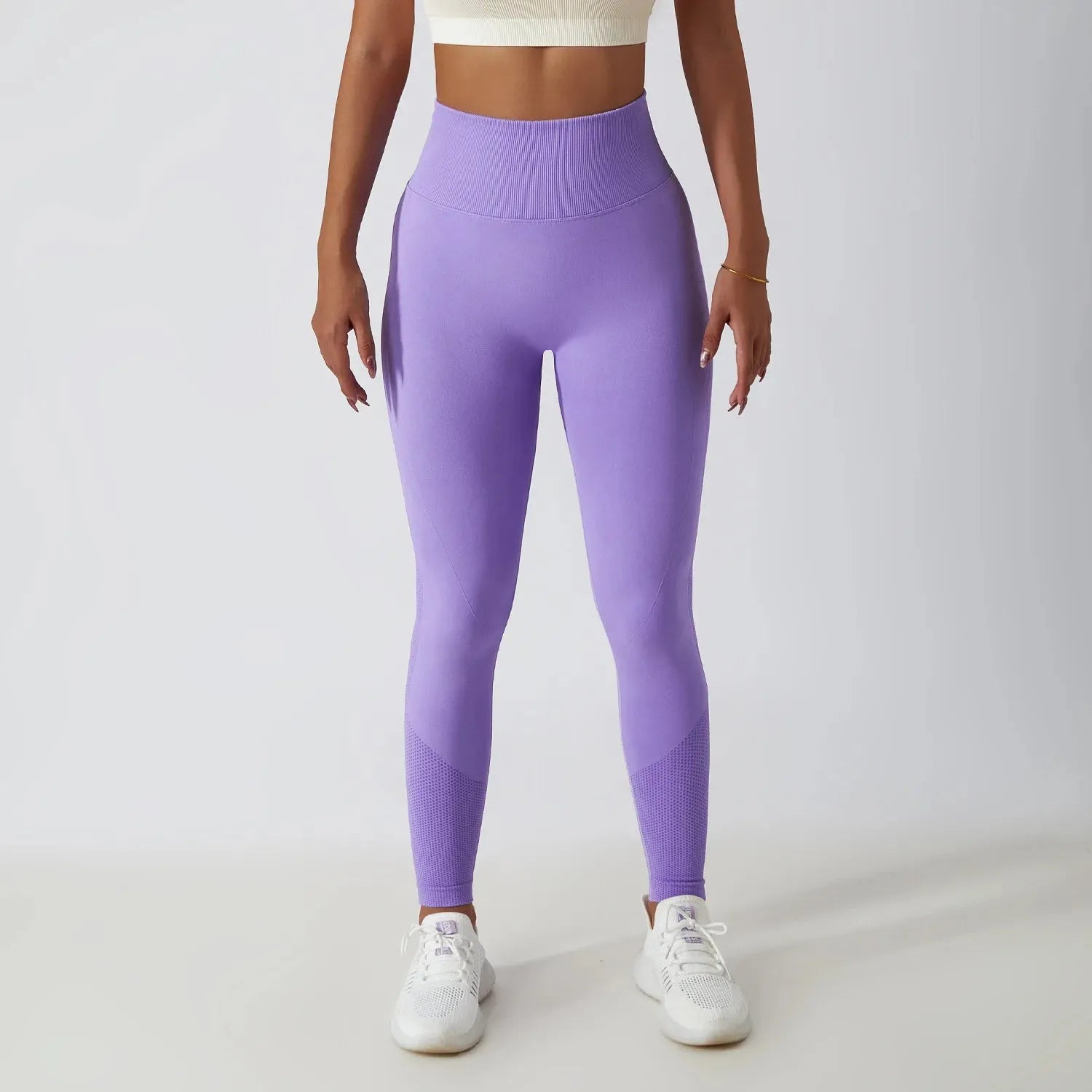 High Waist Solid Color Ribbed Seamless Yoga Pants - Women's Gym Leggings for Fitness, Running & Tummy Control - Perfect for Workouts, Yoga & Everyday Wear