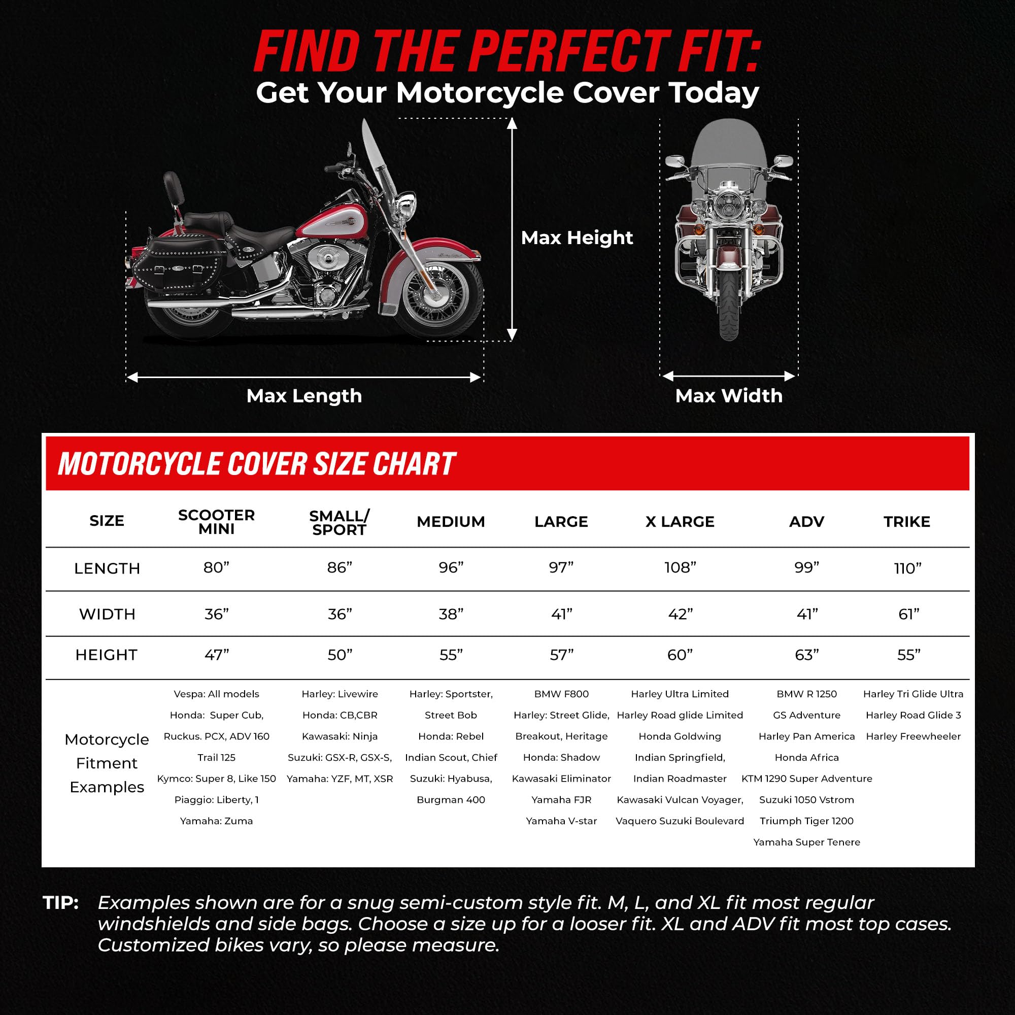 Premium Waterproof Motorcycle Cover for Vespa, Honda Ruckus, Super Cub & Yamaha Zuma 125 - Heavy Duty Outdoor Moped & Scooter Protection for All Weather Conditions