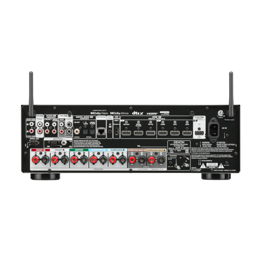 Denon AVR-X1800H 7.2 Channel 8K Ultra HD AV Receiver with Dolby Atmos - Home Theater Surround Sound System for Movies, Gaming & Music Streaming