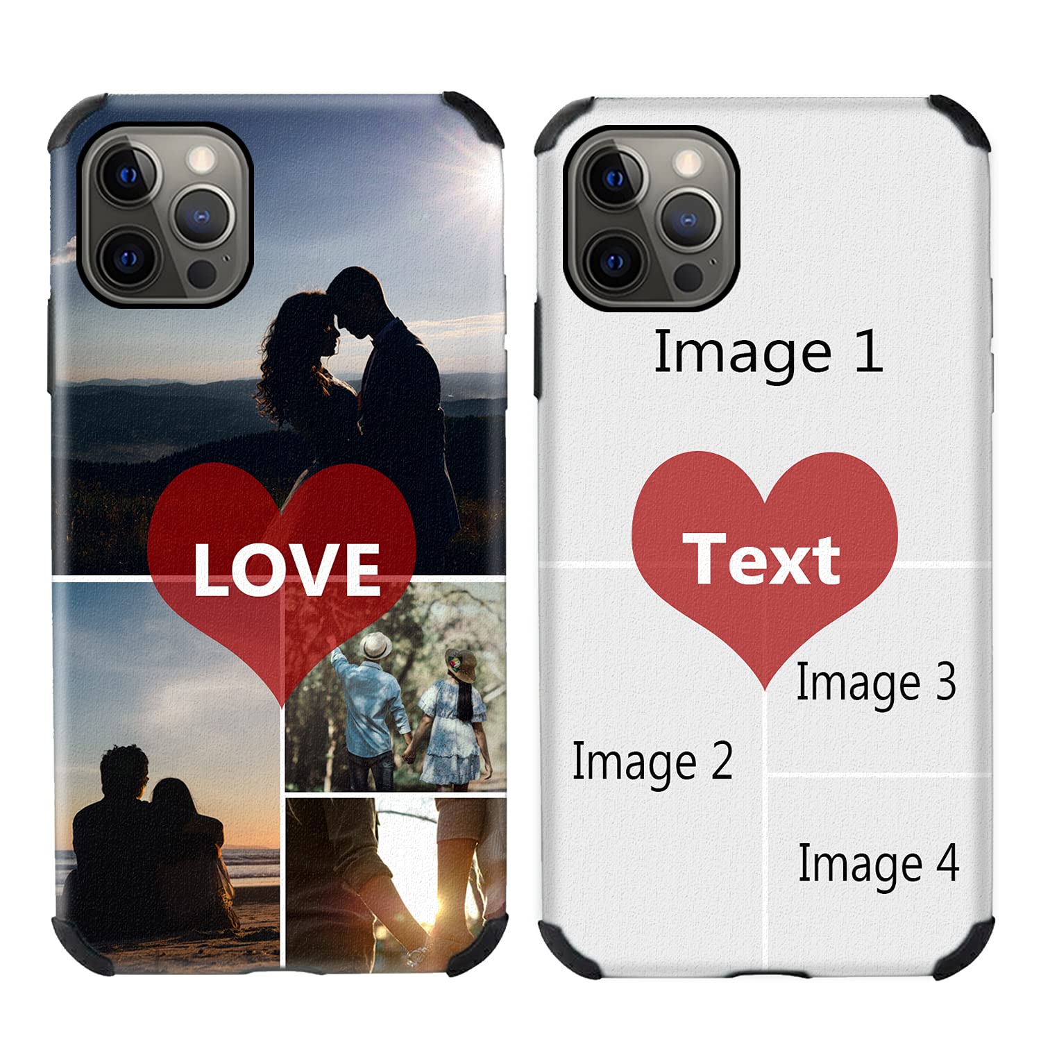 **Custom Personalized iPhone 11 12 Pro Max X XR XS Max Phone Case - Multi-Photo & Text Print, Soft Silicone, Shockproof Protective Cover - Perfect for Valentine's Day, Birthday, Christmas Gifts (Ideal for Daily Use, Travel & Special Occasions)**