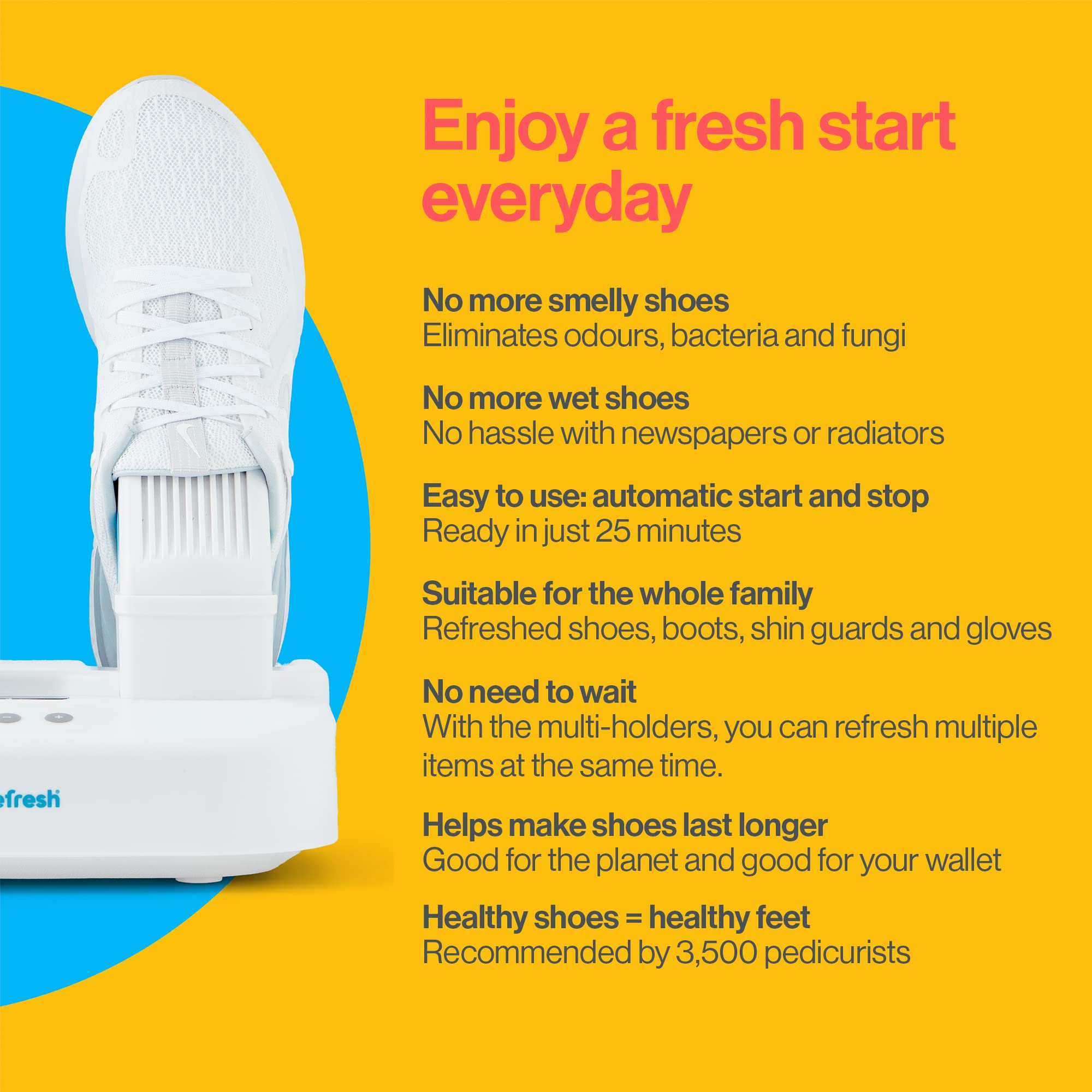 Shoefresh Electric Shoe & Boot Dryer with Deodorizer - Odor Eliminator for Shoes, Boots & Gloves - Perfect for Gym, Hiking & Outdoor Activities