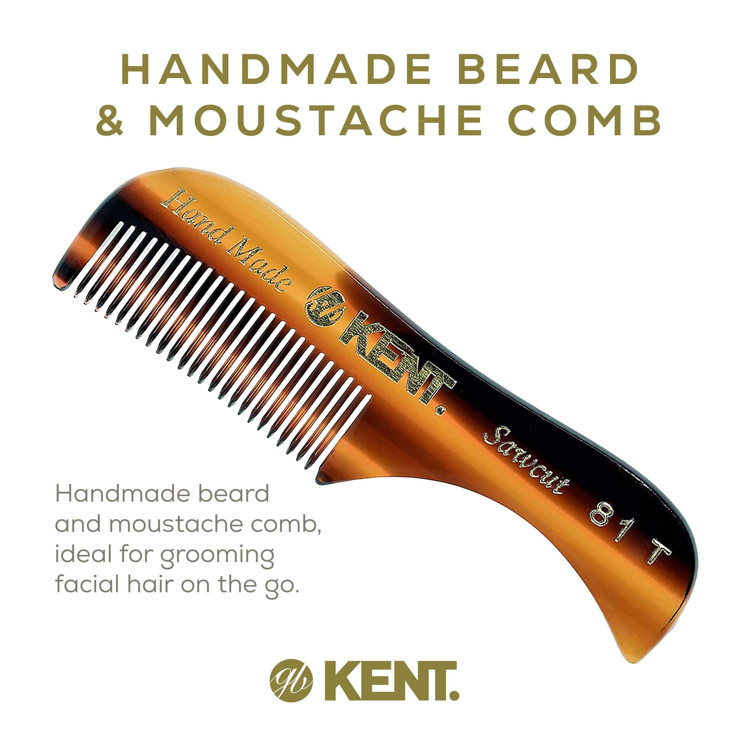 KENT 81T Freddie Handmade Wooden Beard & Mustache Comb - Unbreakable Fine Teeth for Facial Hair Grooming | Pocket Size Travel Comb for Men | Perfect for Daily Grooming, Travel & Gift Giving