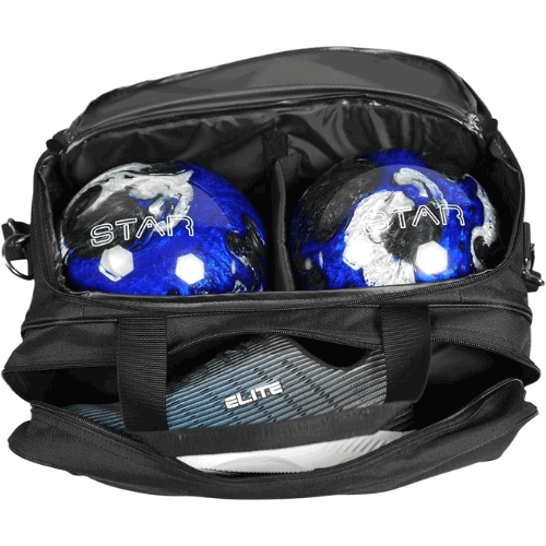ELITE Deluxe 2 Ball Plus Double Tote Bowling Bag with Shoe Storage Pocket - Premium Bowling Accessories for Men & Women - Perfect for League Play & Practice Sessions