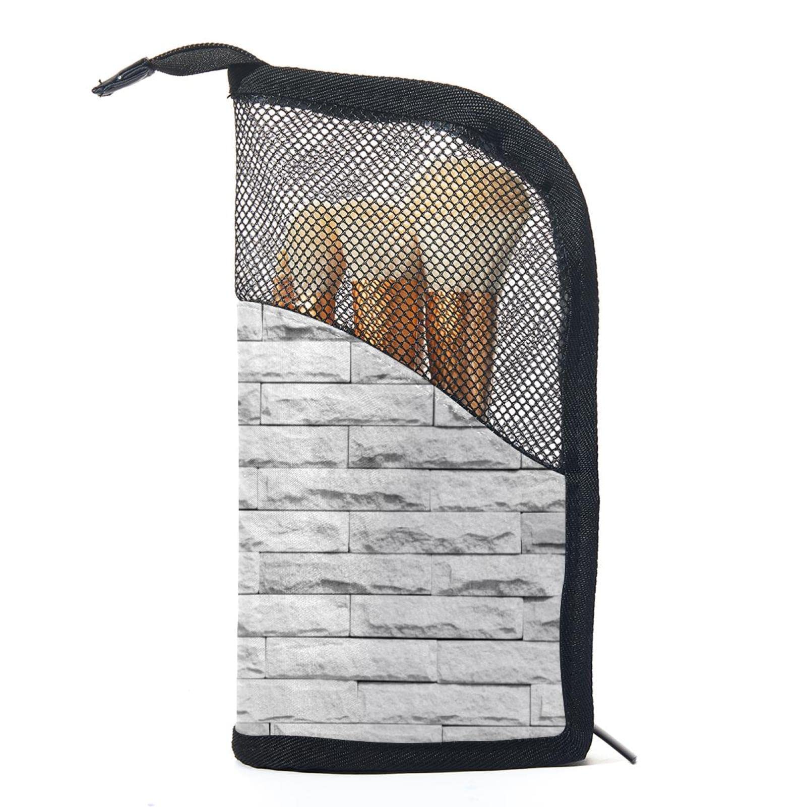 12-Piece Makeup Brush Organizer Bag with White Wall Print - Portable Cosmetic Brush Holder Case for Travel & Home Storage | Perfect for Makeup Artists & Beauty Enthusiasts