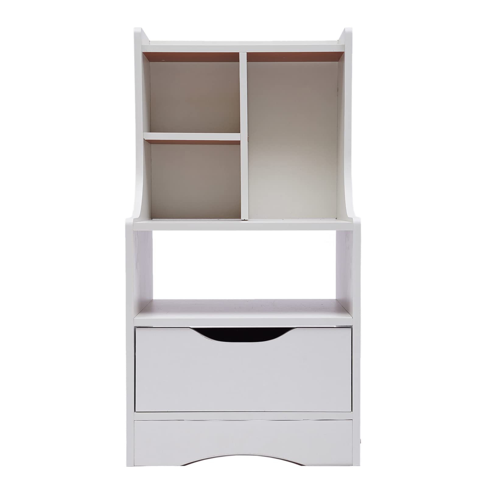 Eapmic White 1-Drawer Dresser with Top Cabinet & Open Shelf - Nightstand, End Table & Bedside Storage for Home, Office & Bedroom Organization