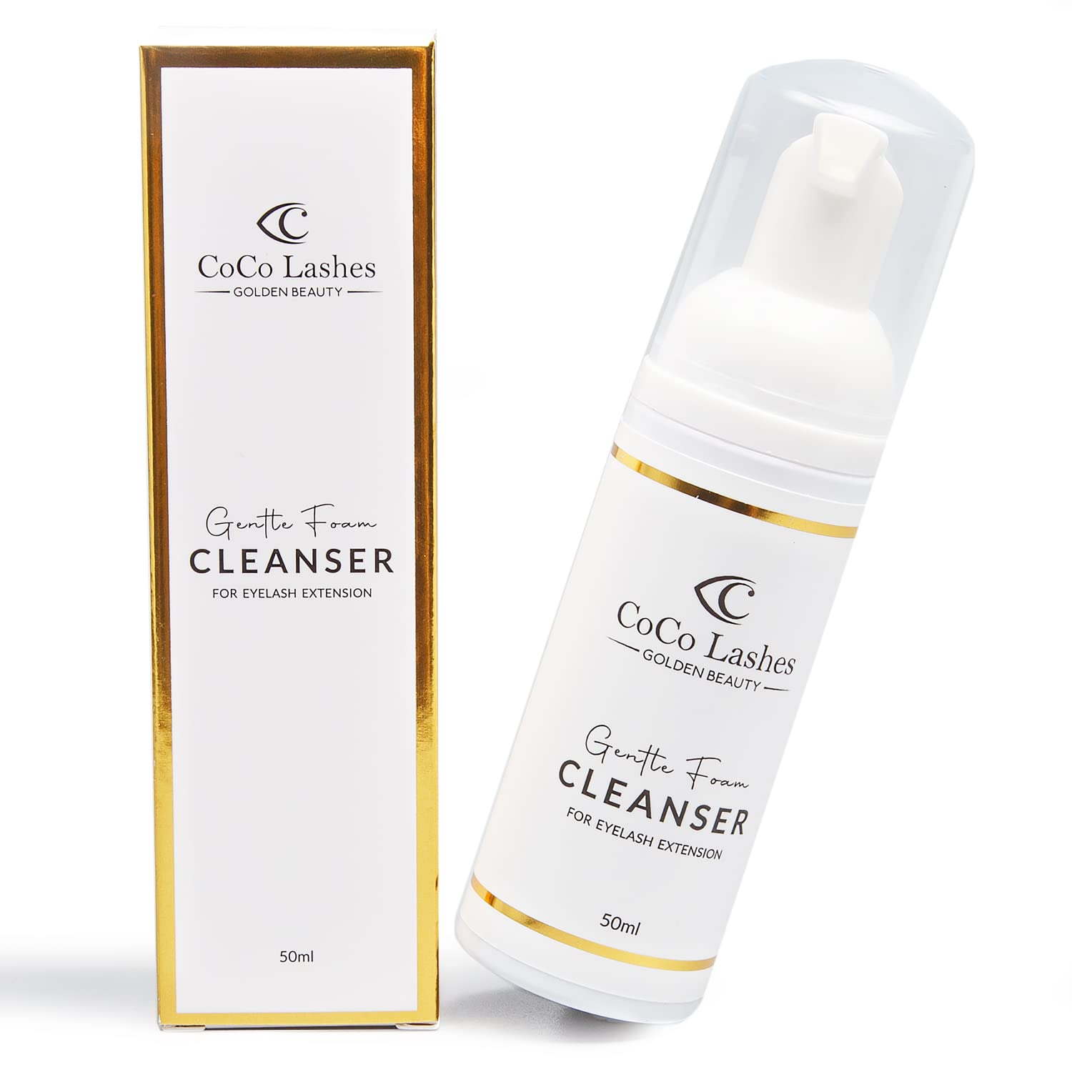 CoCo Lashes Gentle Foam Cleanser for Eyelash Extensions - 50ml Eyelid Foaming Cleanser & Lash Shampoo | Professional Salon-Grade Extension Care | Perfect for Daily Cleaning & Post-Extension Maintenance