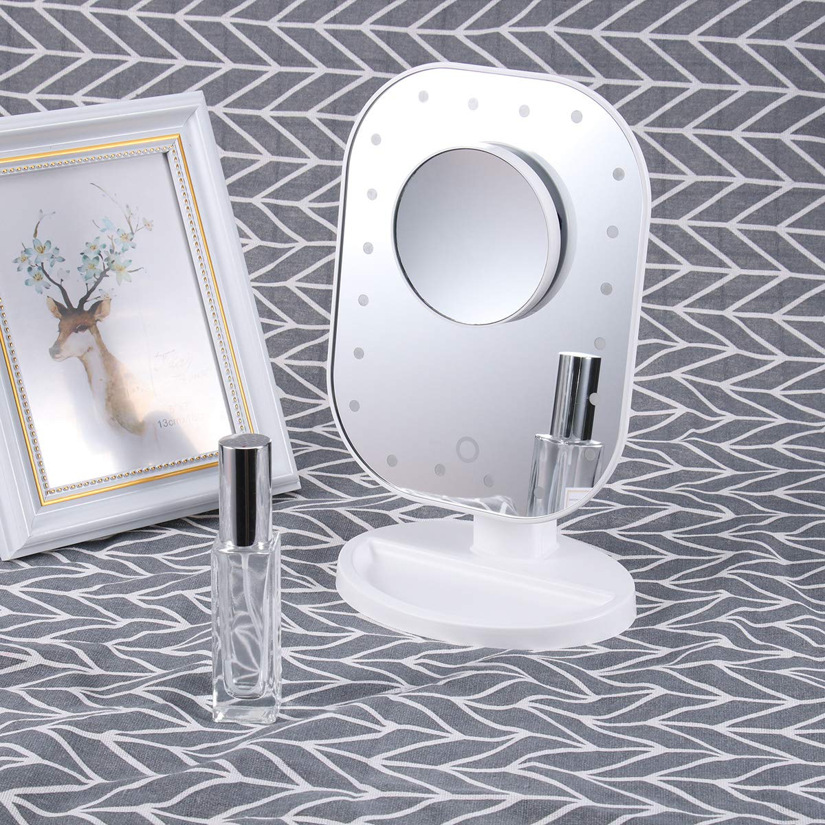 FRCOLOR LED Makeup Mirror with 10x Magnification - Perfect for Vanity & Nail Art