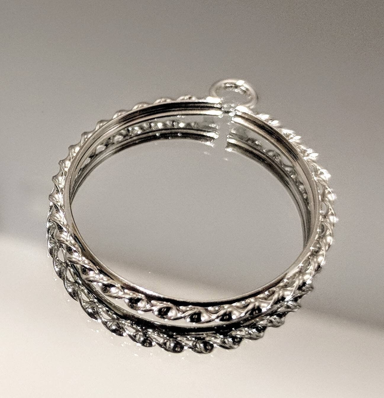 Sterling Silver or Gold Filled Oval Rope Bezel Dangle Earring Settings - 25x18mm & 30x25mm Sizes - Cinch Mount for Secure Gemstone Setting - Perfect for Hoop Charms and Faceted Cabochons (Style 263 052) - Ideal for Jewelry Making, DIY Crafts, and Gift Giving