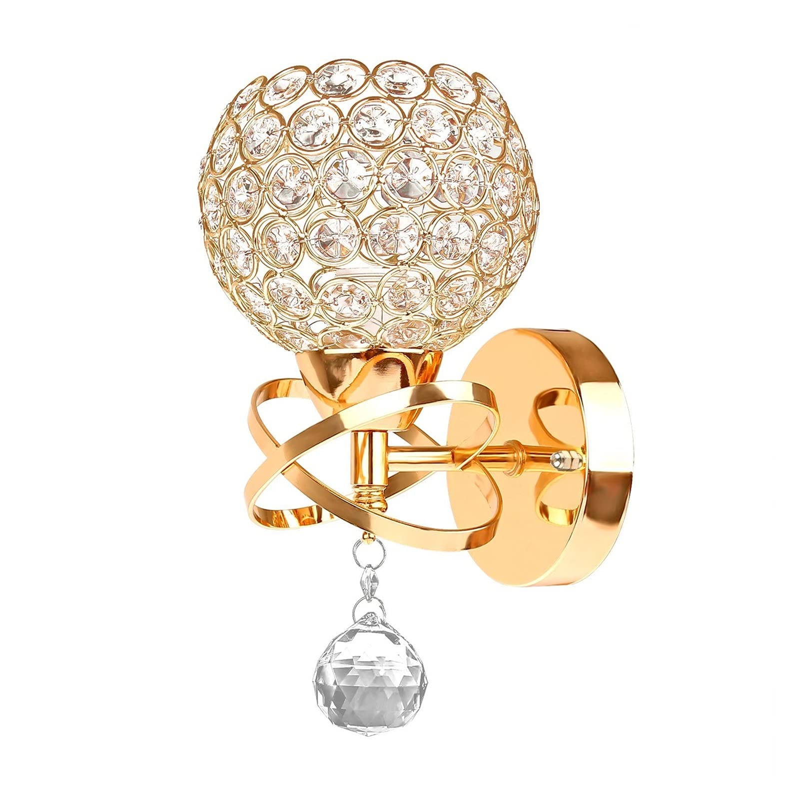 Crystal Wall Sconce Lamp - Gold Modern Indoor Lighting Fixture for Bedroom, Living Room & Hallway | Elegant Home Decor & Ambient Lighting Solution