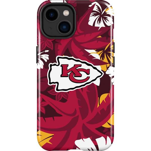 Officially Licensed NFL Kansas City Chiefs Tropical Print Impact Phone Case for iPhone 15 - Durable Protection for Everyday Use & Game Day