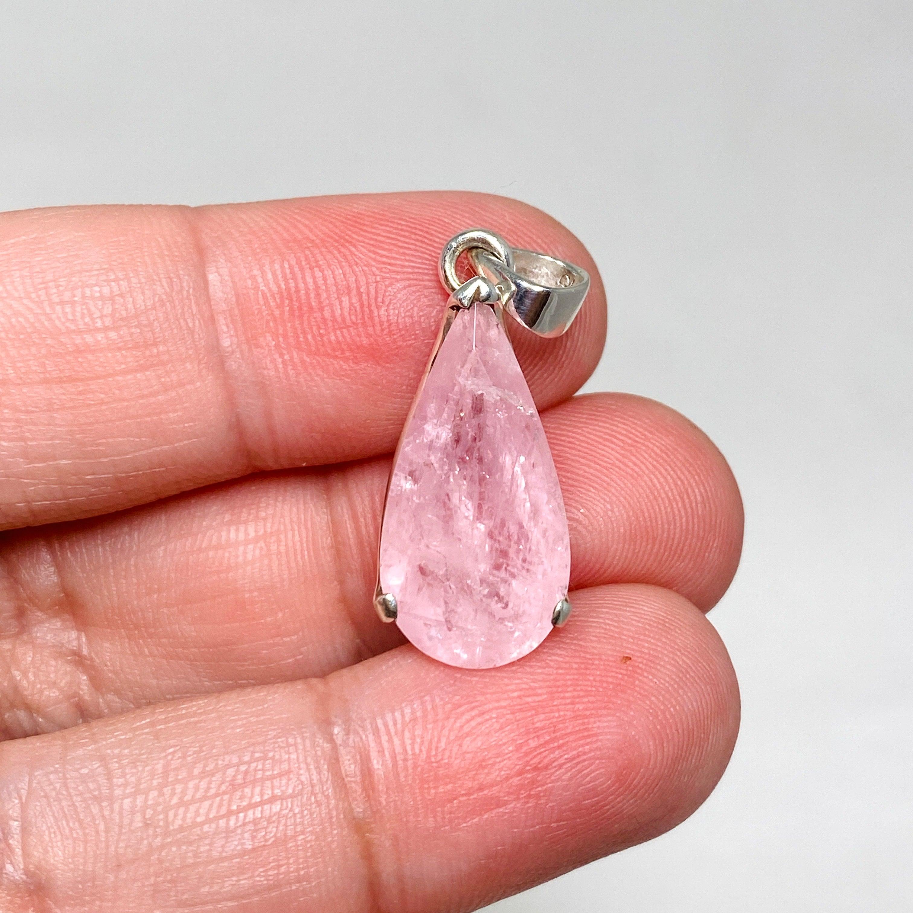 Morganite Faceted Teardrop Pendant Necklace PPGJ681 - Elegant Rose Quartz Jewelry for Women, Perfect for Weddings, Anniversaries & Valentine's Day Gifts