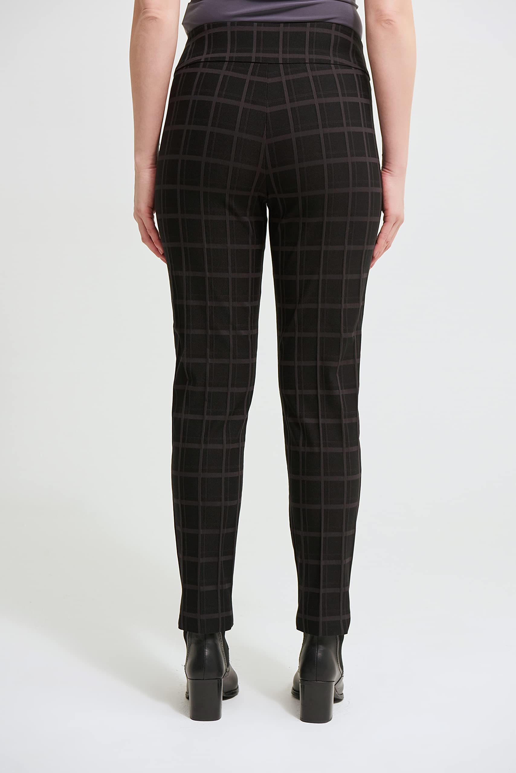 Joseph Ribkoff Slim Fit Checkered Pants for Women - Classic Plaid Trousers for Office, Business & Casual Wear | Comfortable Stretch Fabric & Tailored Fit