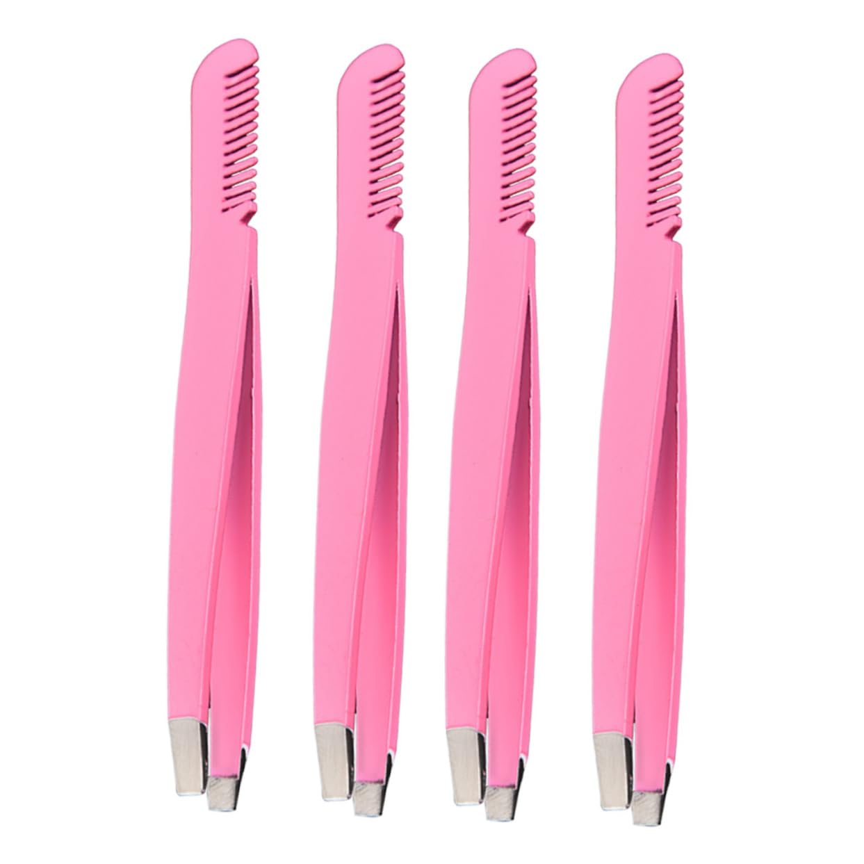 4-Piece Professional Eyebrow Grooming Kit - Stainless Steel Eyebrow Tweezers, Scissors, Trimmer & Comb - Precise Brow Shaping Tools for Salon & Home Use - Perfect for Eyebrow & Eyelash Care