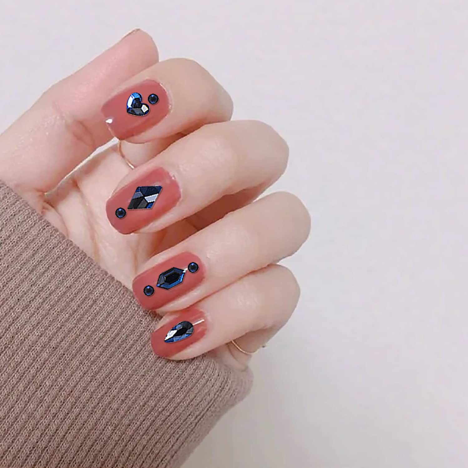 WOKOTO 2 Box Flat Back Navy Blue & Claret Red Nail Rhinestones - 1000pcs Nail Art Crystals with Rhinestone Picker Pencil for Nail Decoration, DIY Manicure, Nail Art Designs & Professional Salon Use