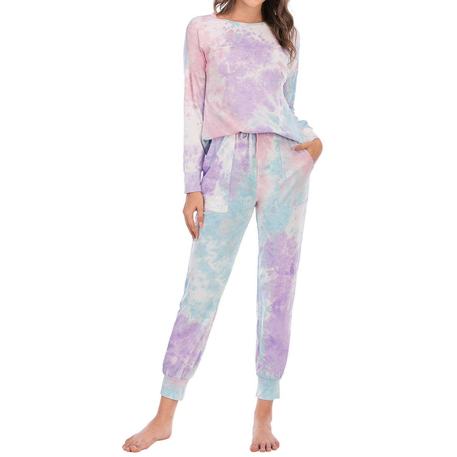 Lu's Chic Women's 2-Piece Cotton Pajama Set with Pockets - Cozy Loungewear for Home Relaxation