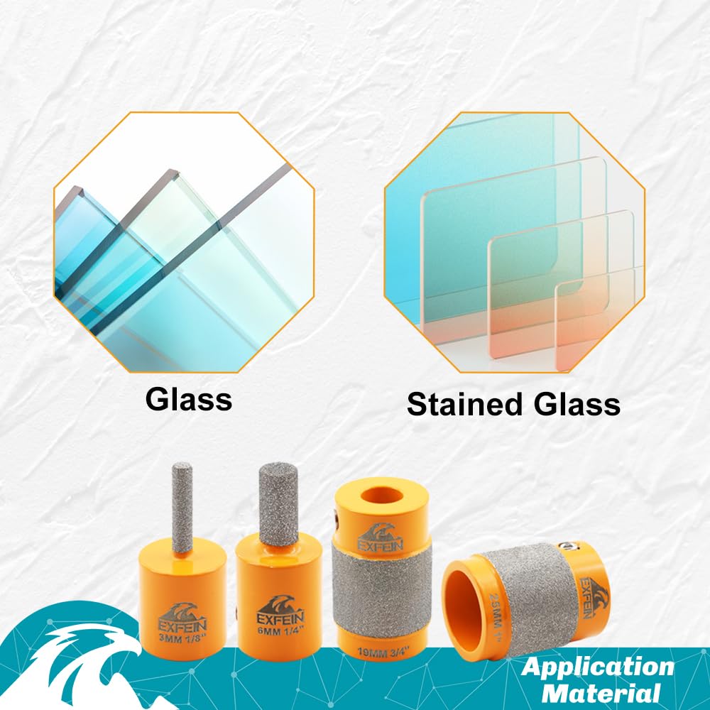 EXFEIN Diamond Grinder Bits Set for Stained Glass - 1/8